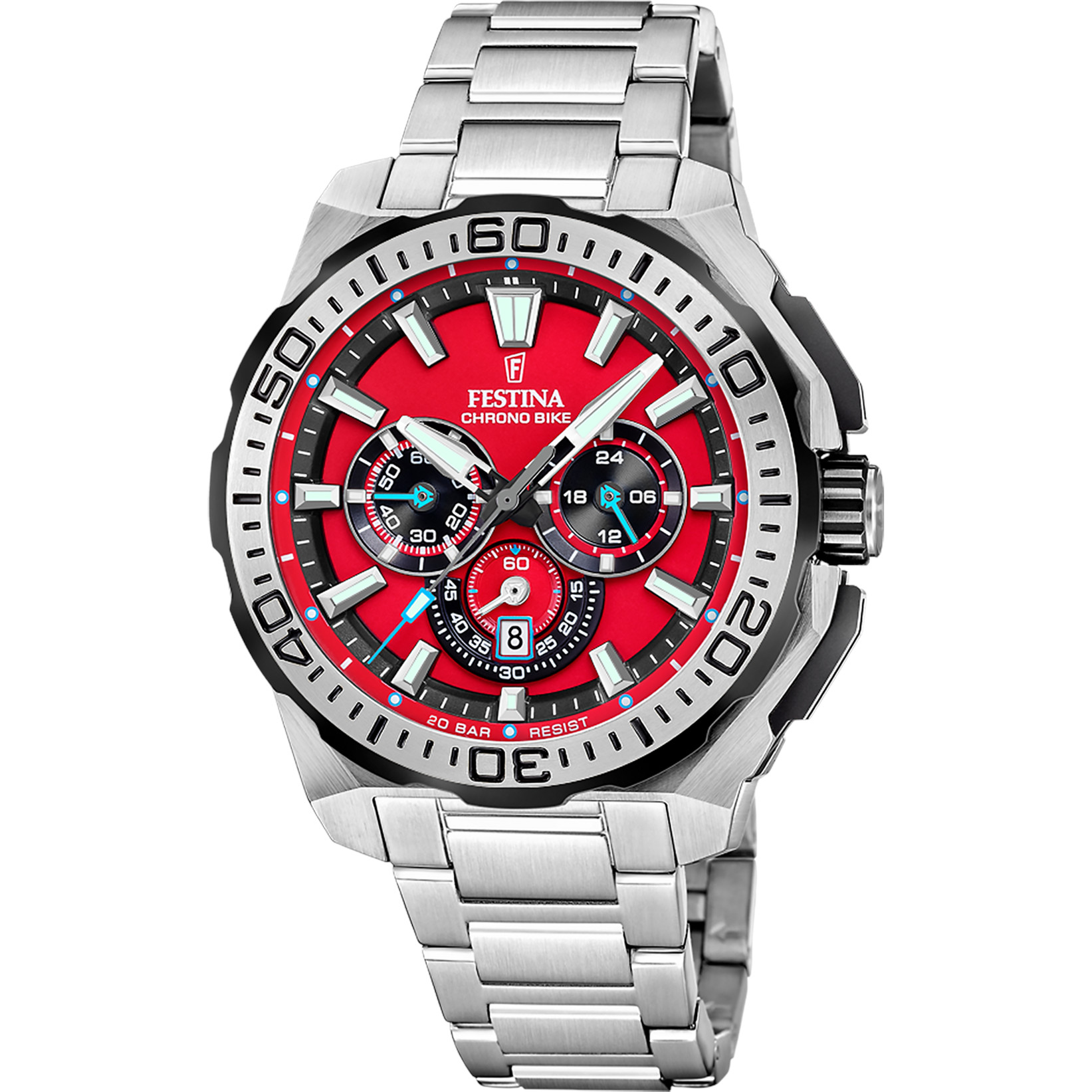 Festina Chrono Bike Chronograph F20724-5 Rot Edelstahlband 45,5 mm