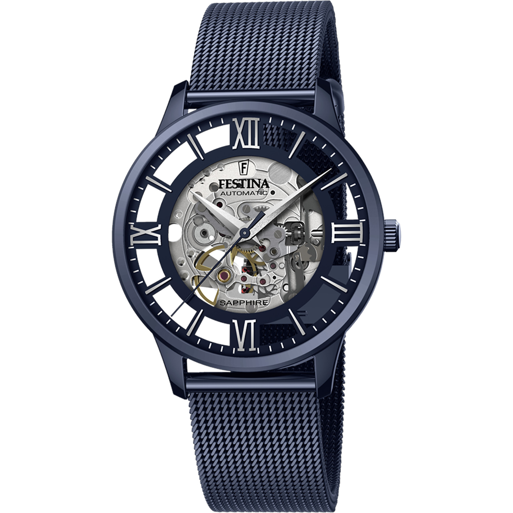 Festina Automatikuhr Skelettiert F20574-1 Blau Edelstahlband 41,5 mm