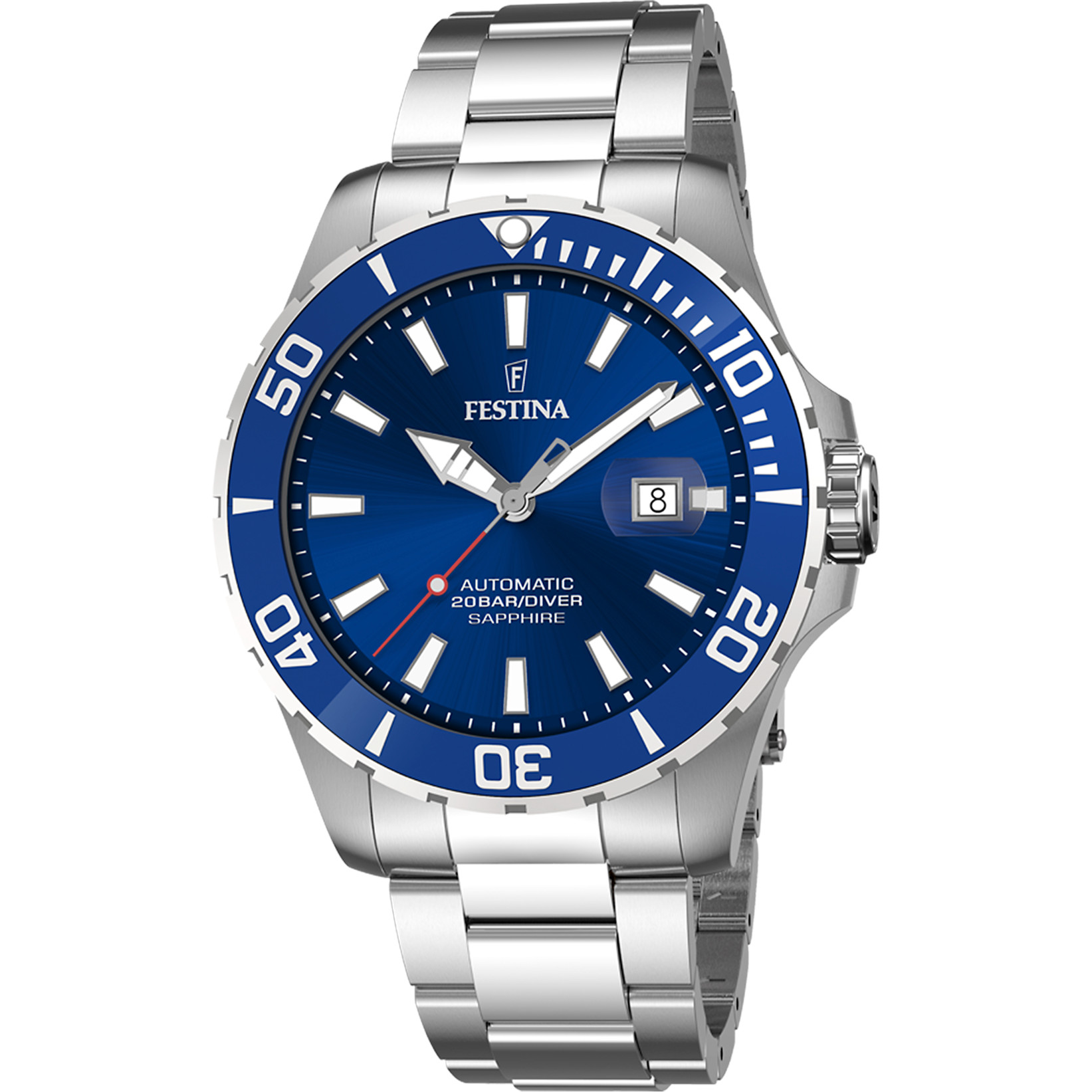 Festina Taucher Automatikuhr F20531-3 Blau Edelstahlband 44 mm