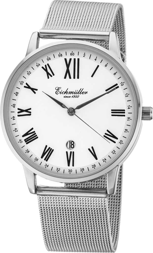 Eichmüller Herrenuhr RE1104 silberfarben Milanaiseband 40 mm