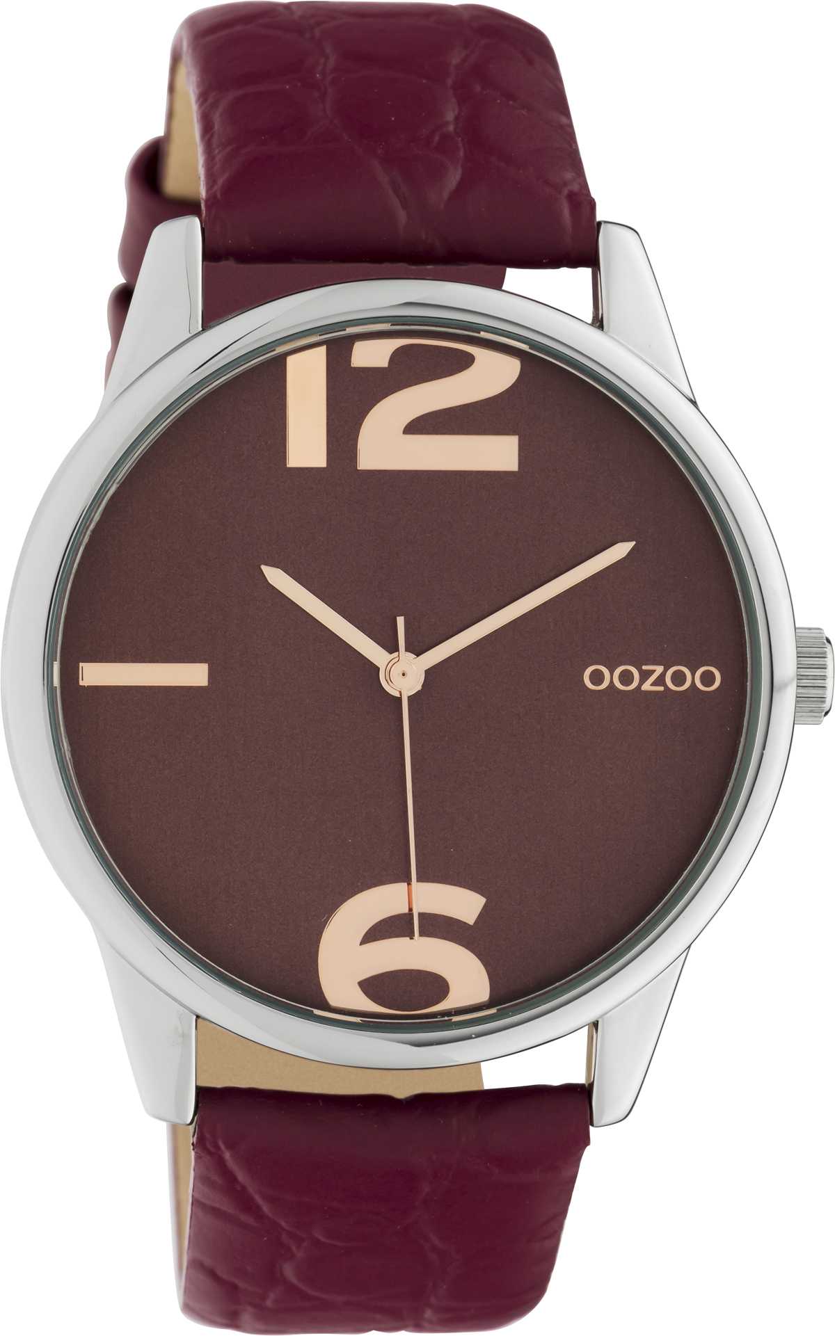 C10378 Oozoo Damen Uhr C10378 Armbanduhr Weinrot Lederband 40 mm