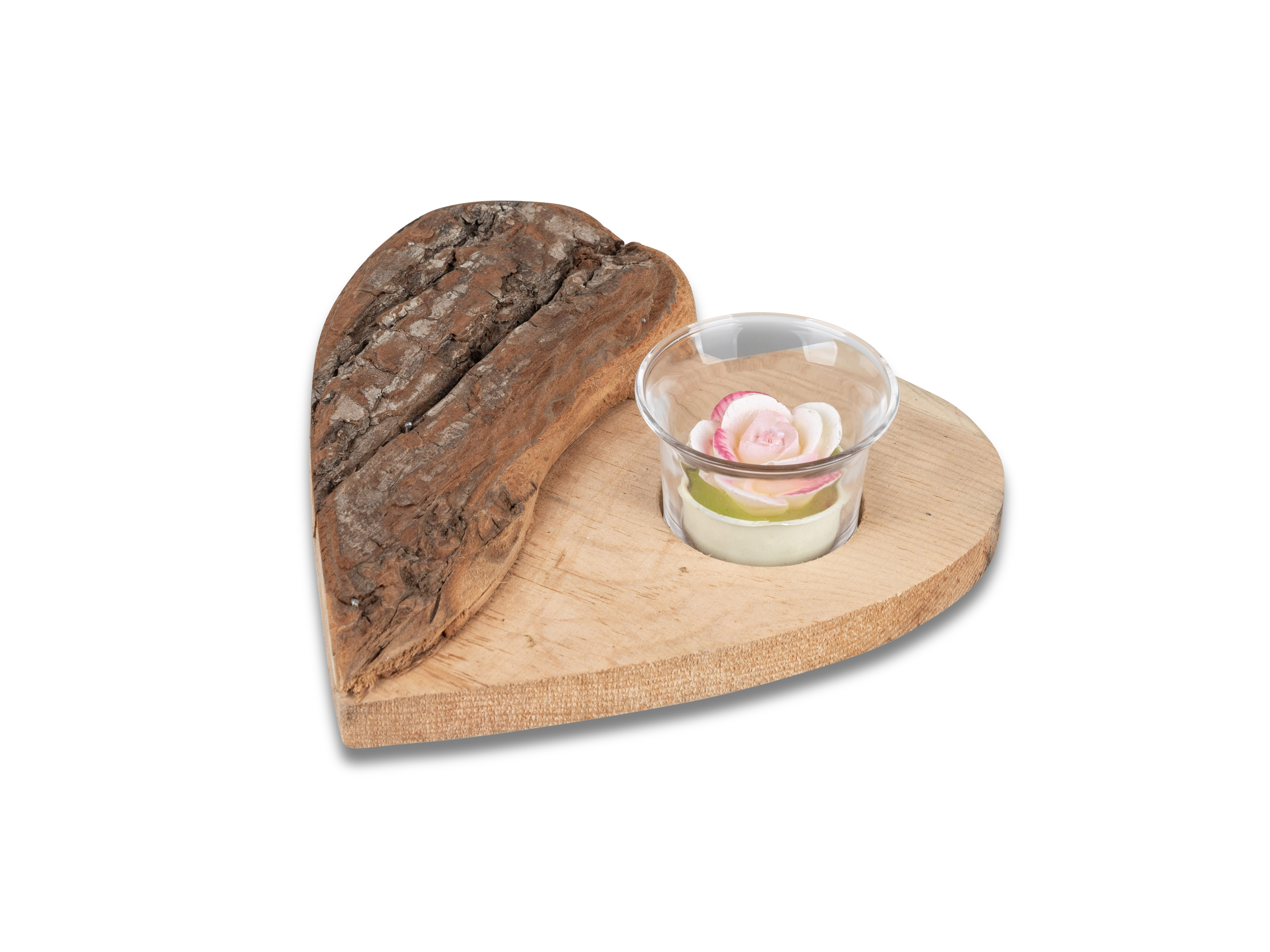 Formano Herz mit Teelichthalter Holz-Rinde 555243 - 18 cm