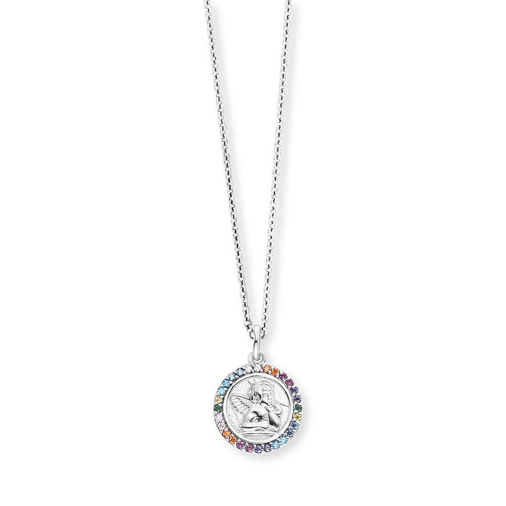 Herzengel Halskette Angeli Bunte Zirkonia - 925 Silber - 38 + 4 cm Herzengel Halskette Angeli Bunte Zirkonia - 925 Silber - 38 + 4 cm