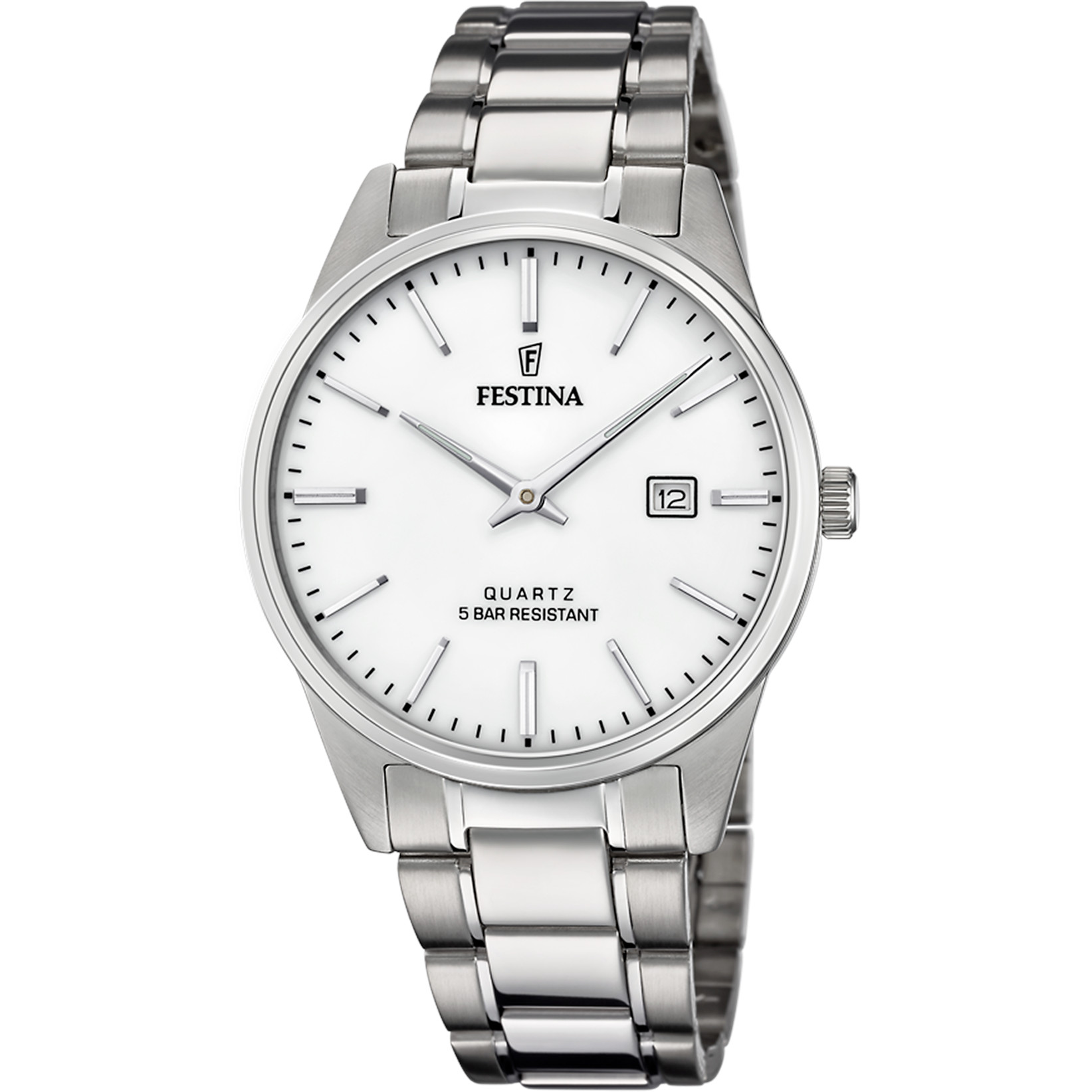 Festina Herrenuhr F20511-2 Weiss Edelstahlband 39,3 mm