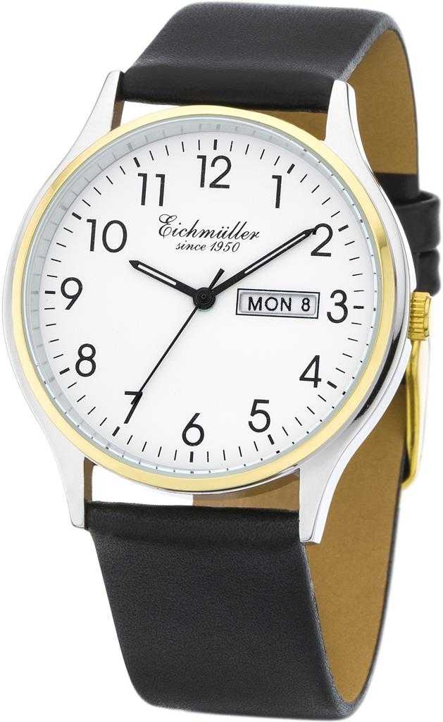 Eichmüller Herrenuhr 3053-03 bicolor-weiss Lederband 38 mm