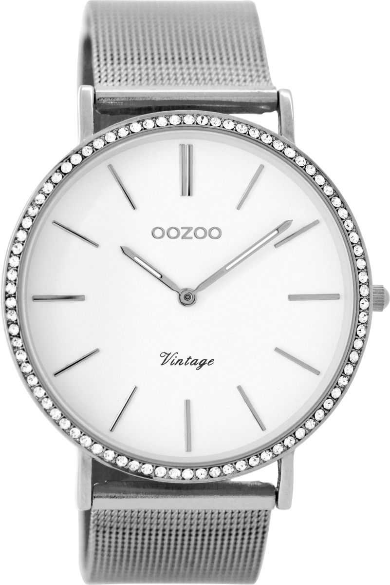 C8890 Oozoo Vintage Damenuhr C8890 Weiss-Strass Milanaiseband 40 mm