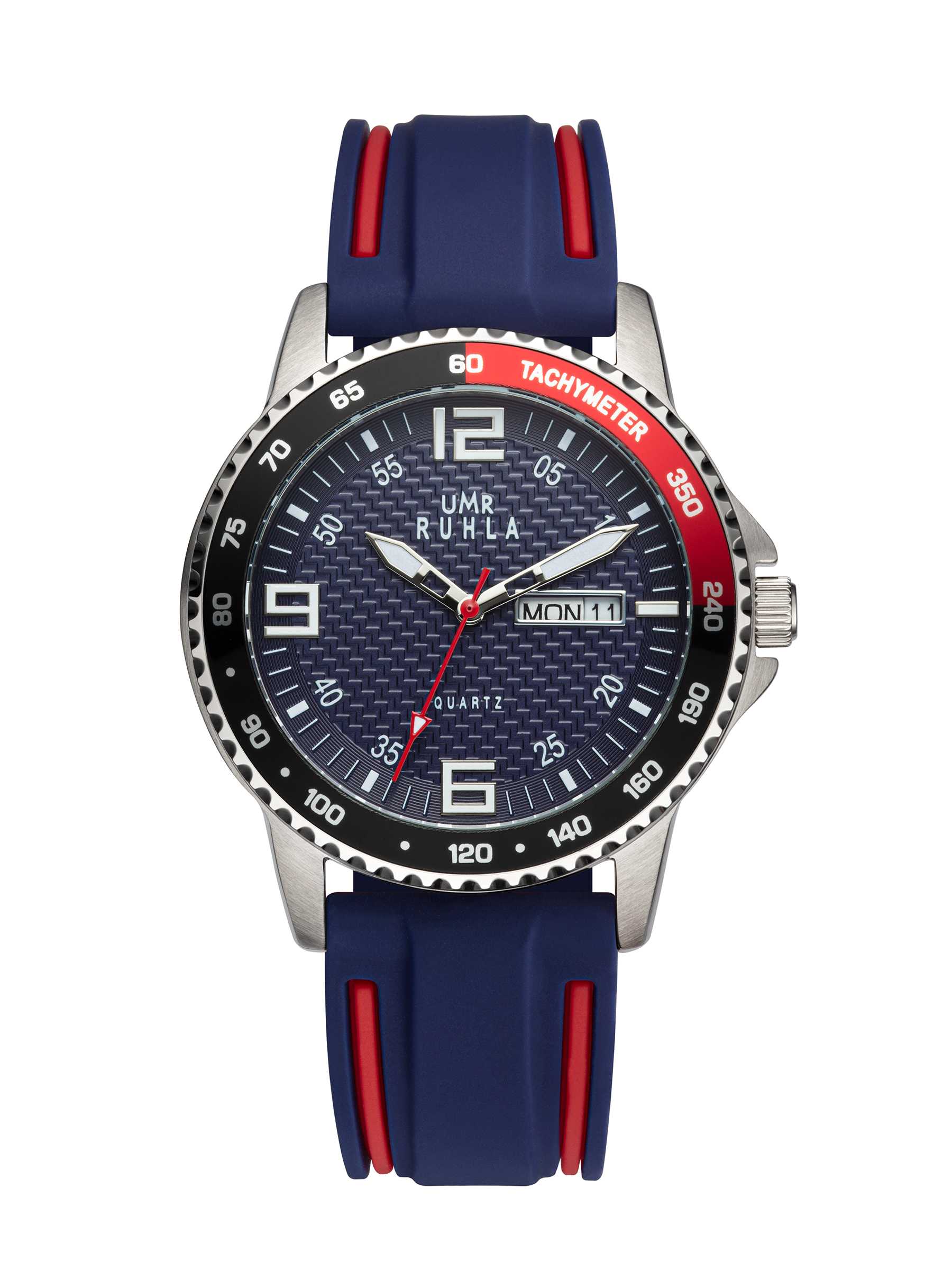 UMR Ruhla Sport Herrenuhr 39003 blau/rot Silikonband 40 mm