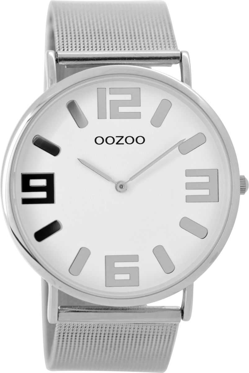 Oozoo Vintage Damenuhr C8880 - silberfarben-weiss - Meshband - 42 mm