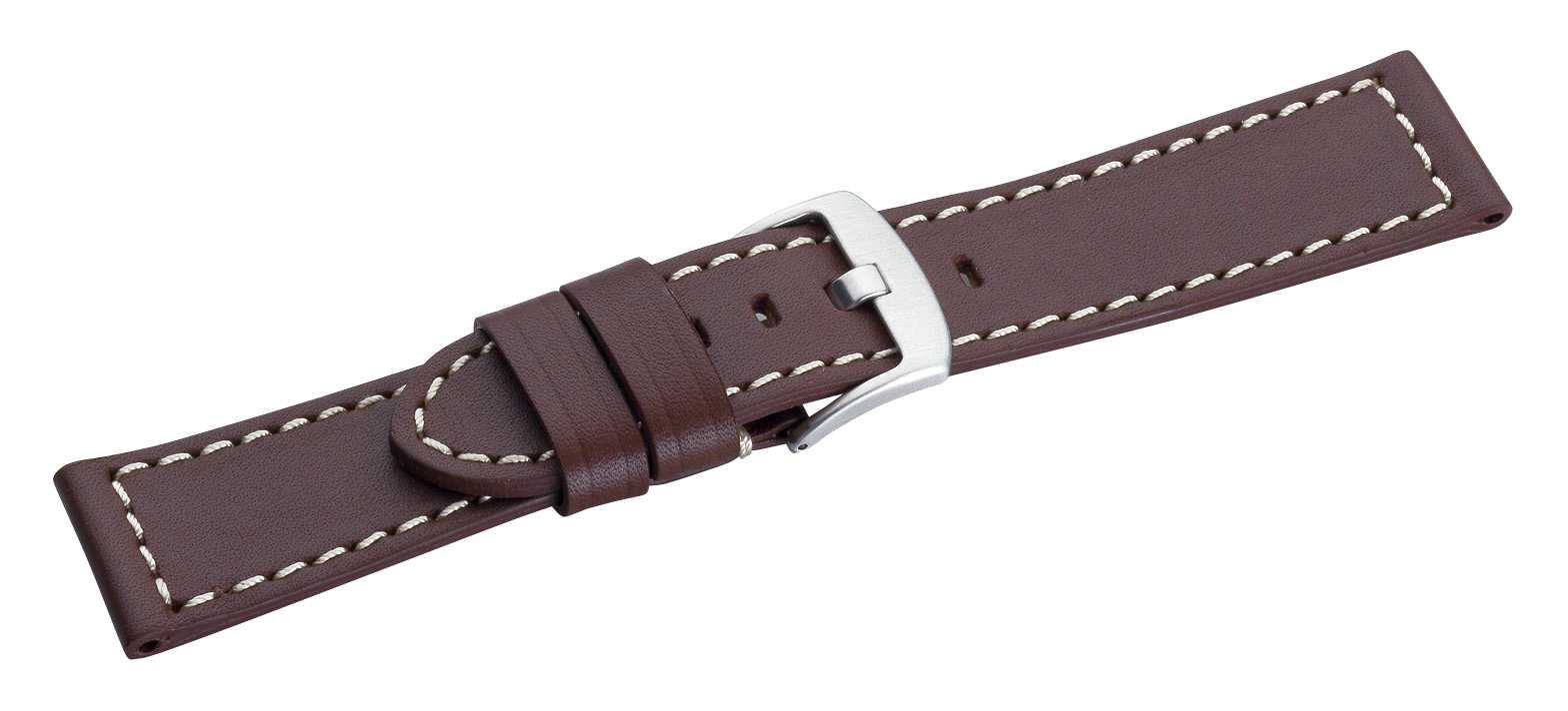 Eichmüller Lederband Uhrenarmband 20,22,24 oder 26 mm dunkelbraun weich Dornschliesse Seitenansicht