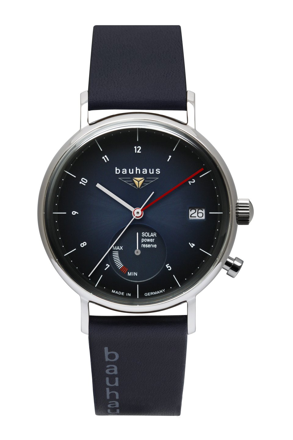 Bauhaus Solaruhr 2112-3 Herrenuhr Dunkelblau Lederband 41 mm Bauhaus Solaruhr 2112-3 Herrenuhr Dunkelblau Lederband 41 mm
