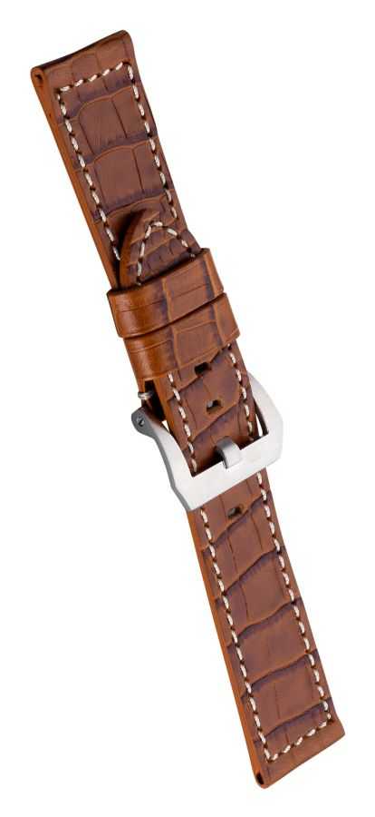 Eichmüller 732 Leder Uhrenband 22,24 oder 26 mm braun Alligator-Narbung Dornschliesse