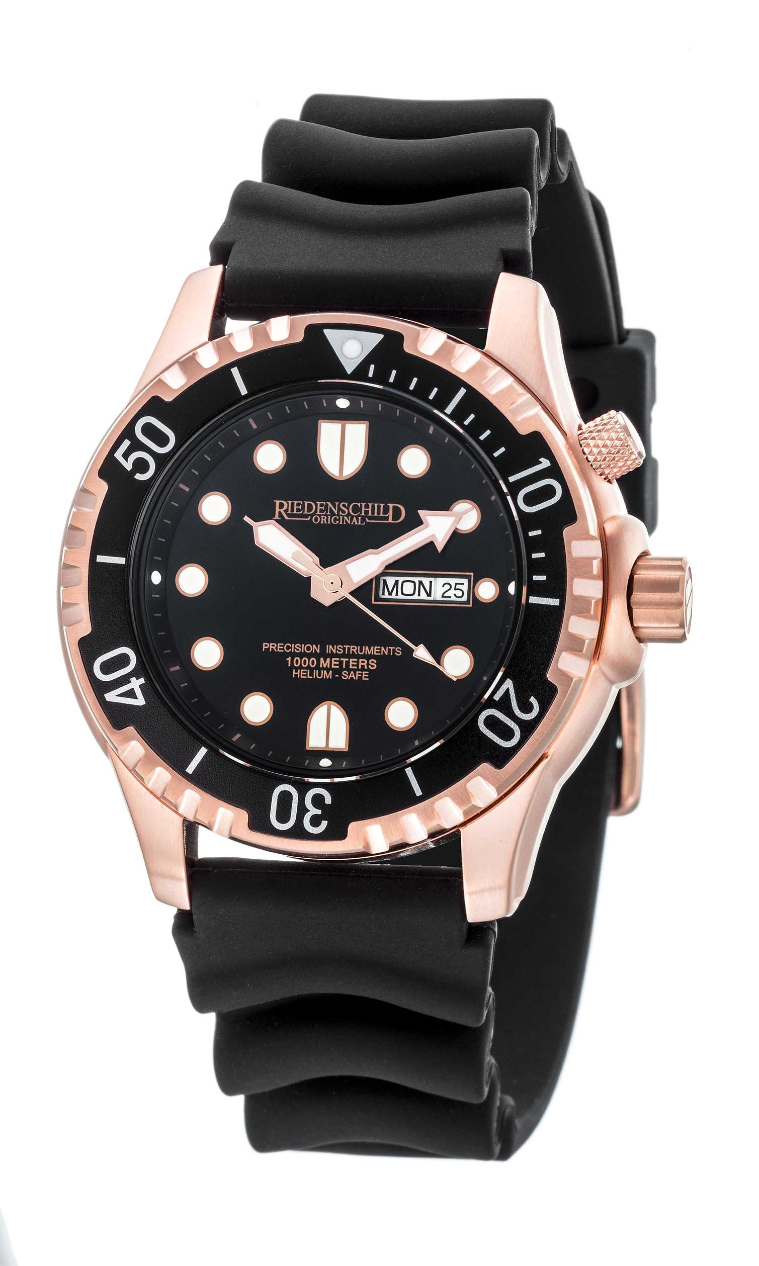 Riedenschild RS8000-04 Taucheruhr IP-rose 100ATM Silikonband 46 mm