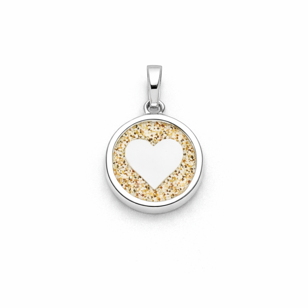 DUR Anhänger P5049 Herz 2.0 – 925 Silber mit Strandsand 10 mm
