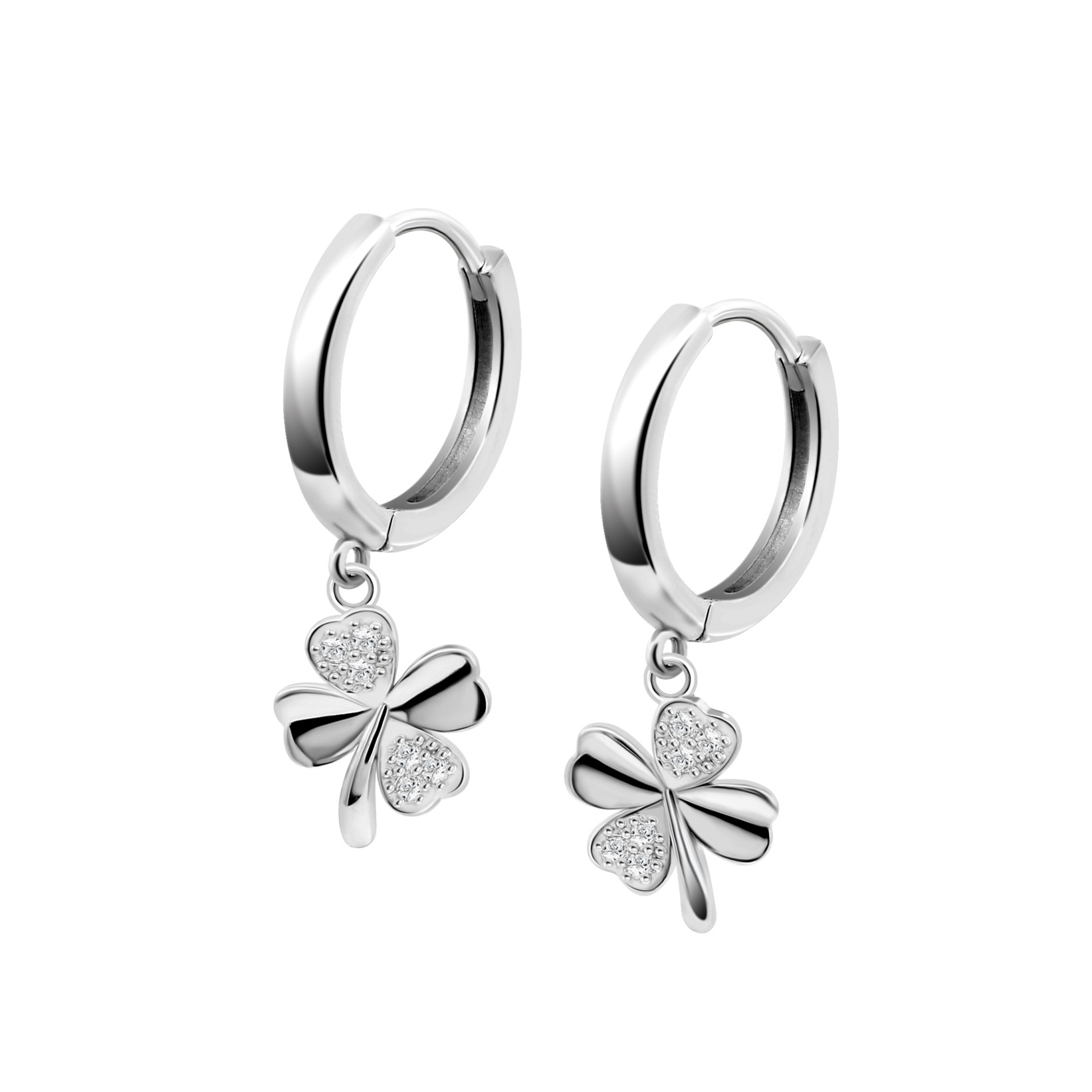 Lotus Silver LP3108-4/2 Creolen "Mystic" Kleeblatt Zirkonia 14 mm