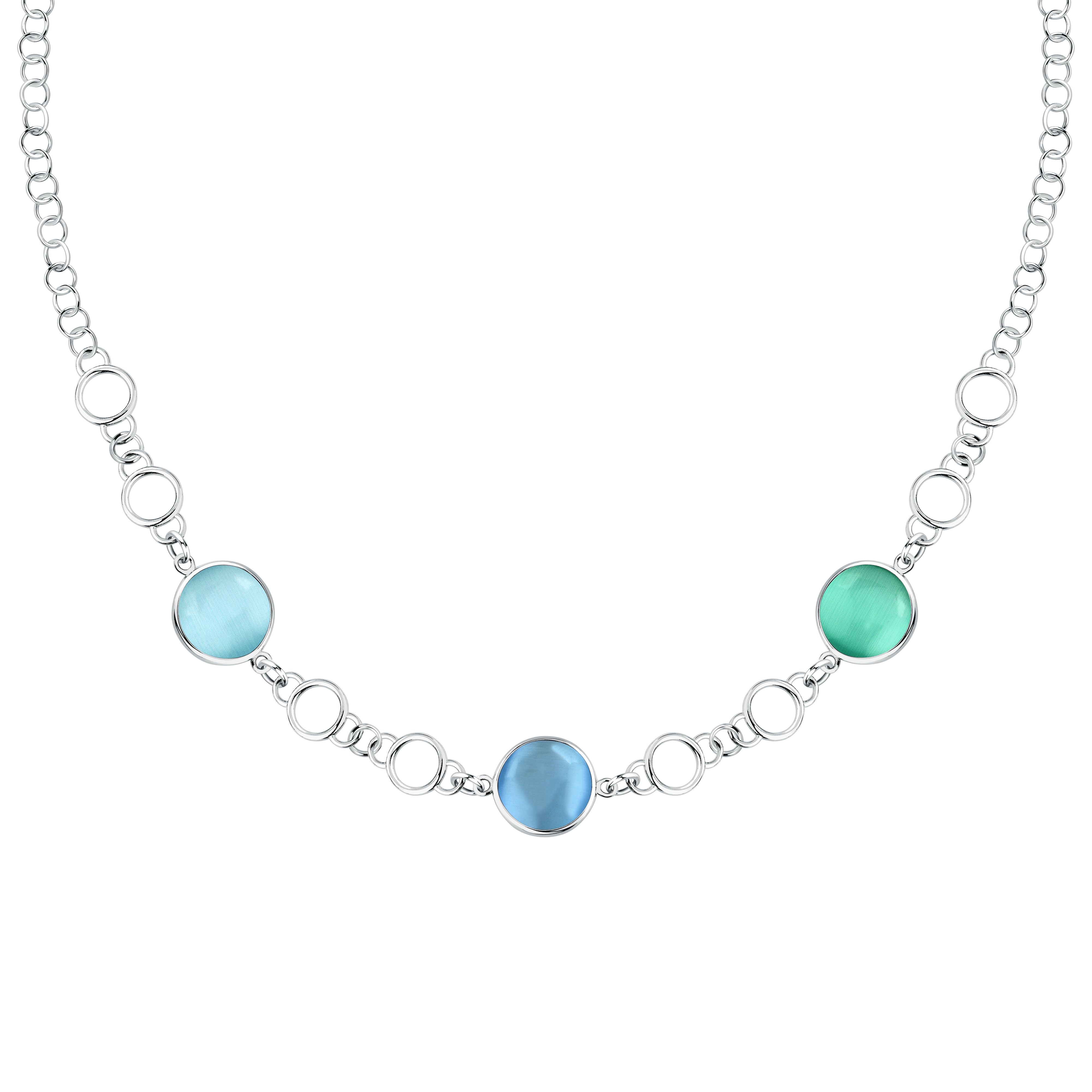 Morellato Venezia Halskette SAZM01 – 925 Silber mit blauen Katzenaugensteinen 45 cm