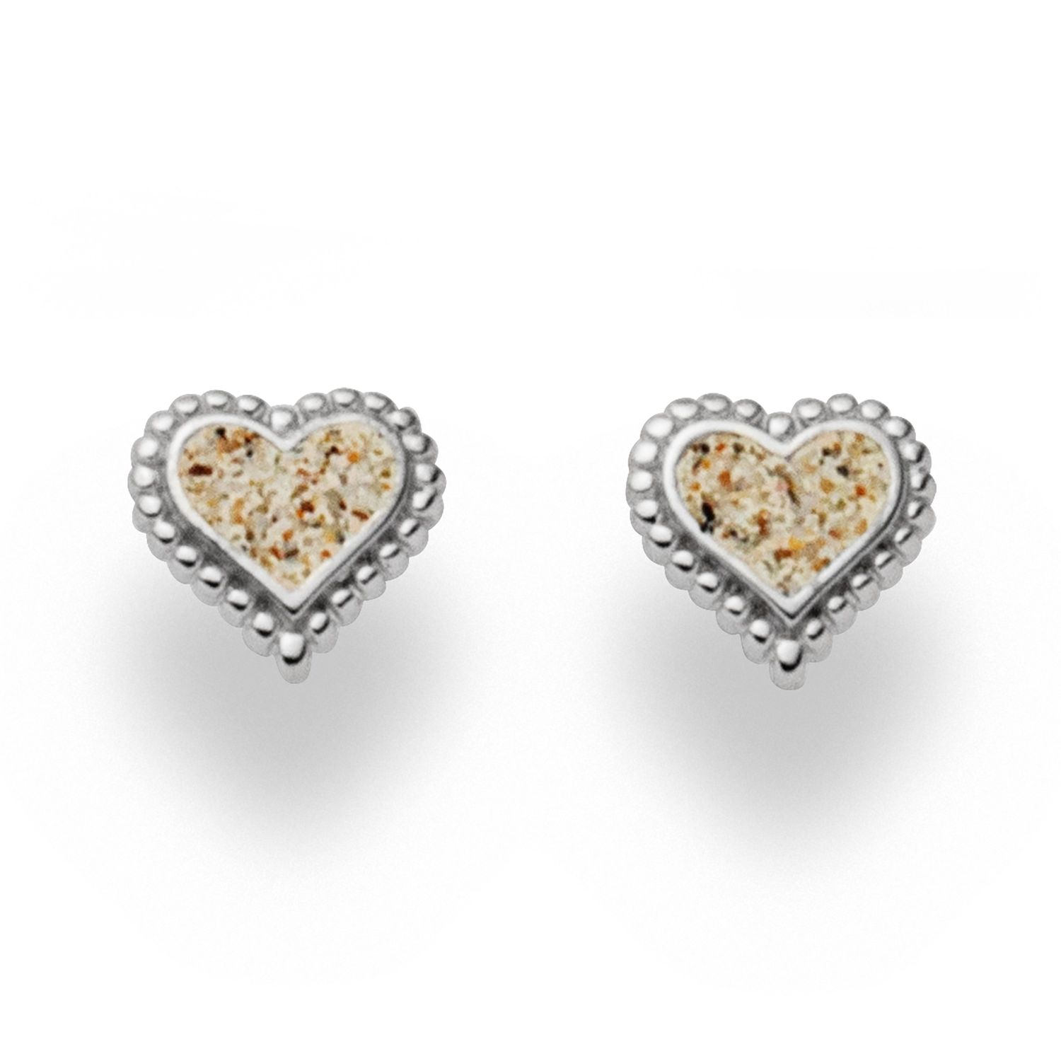 DUR Ohrringe Ohrstecker O5067 „Herz" Strandsand 925er Silber 8 mm