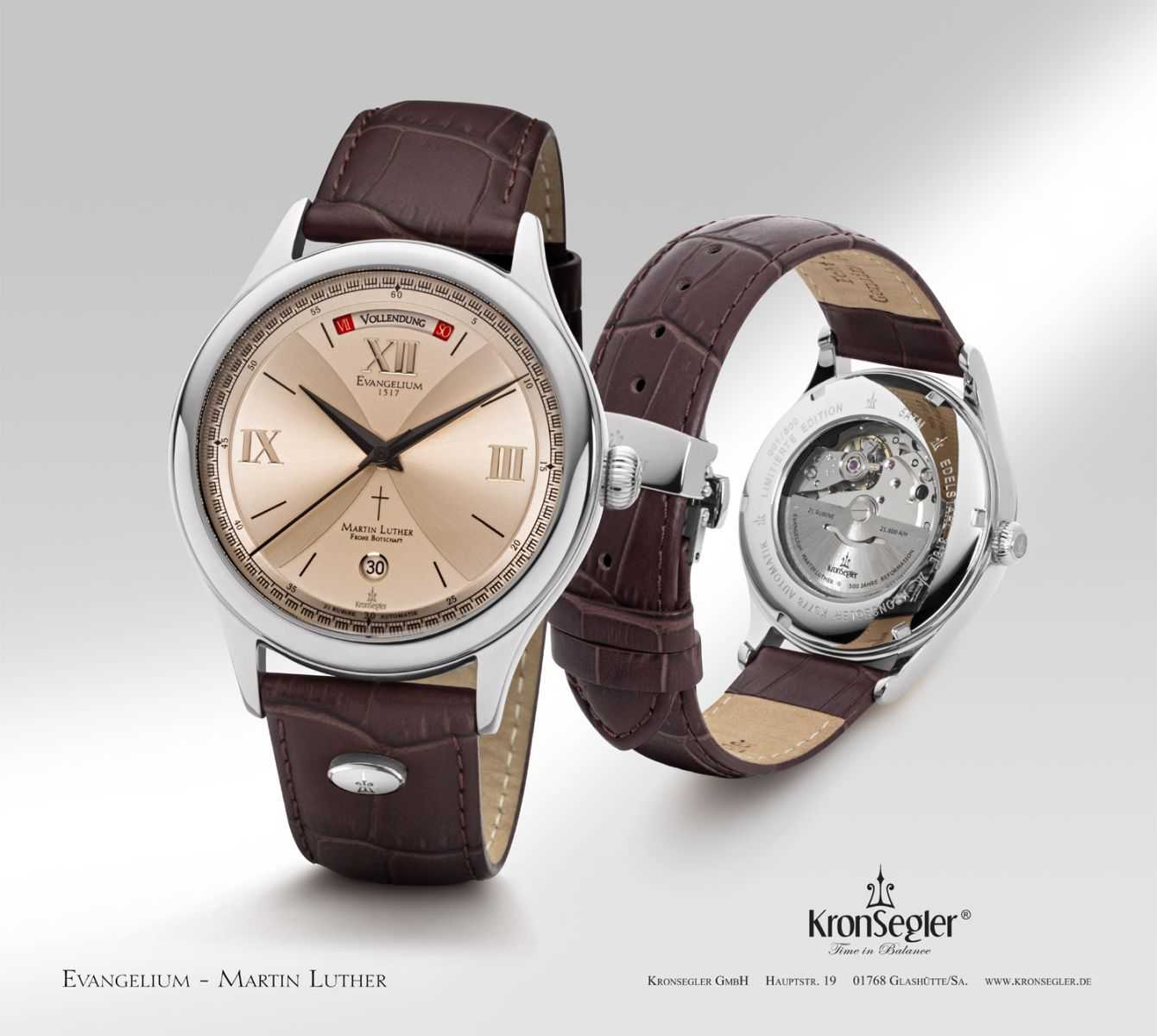 Kronsegler Martin Luther Evangelium Automatikuhr - Lederband - 40 mm