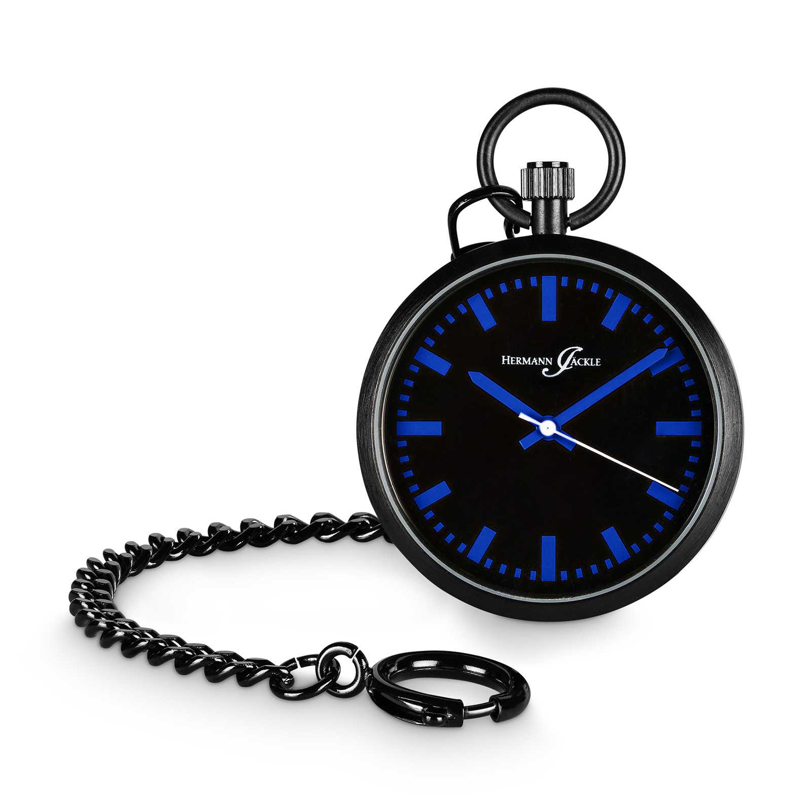 MUHR_0160_a Hermann Jäckle Berlin blau Quarz Taschenuhr | incl. Kette & Box