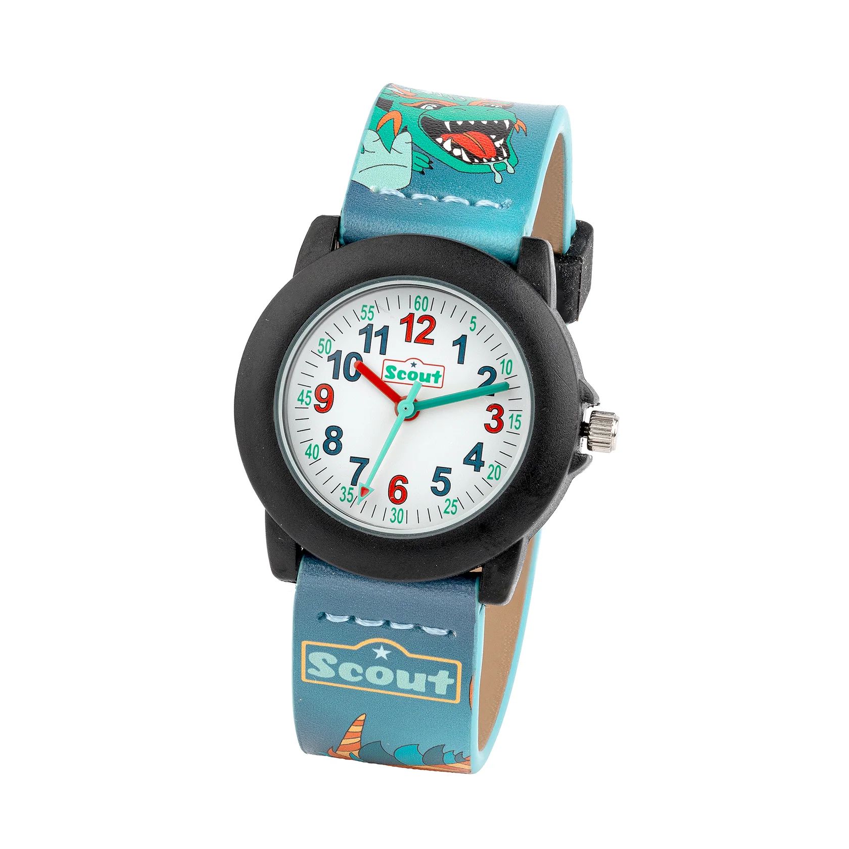 Scout Kinderuhr Crystal 164000015 Drachen – Lernuhr Kinder 30 mm, 5 Bar wasserdicht