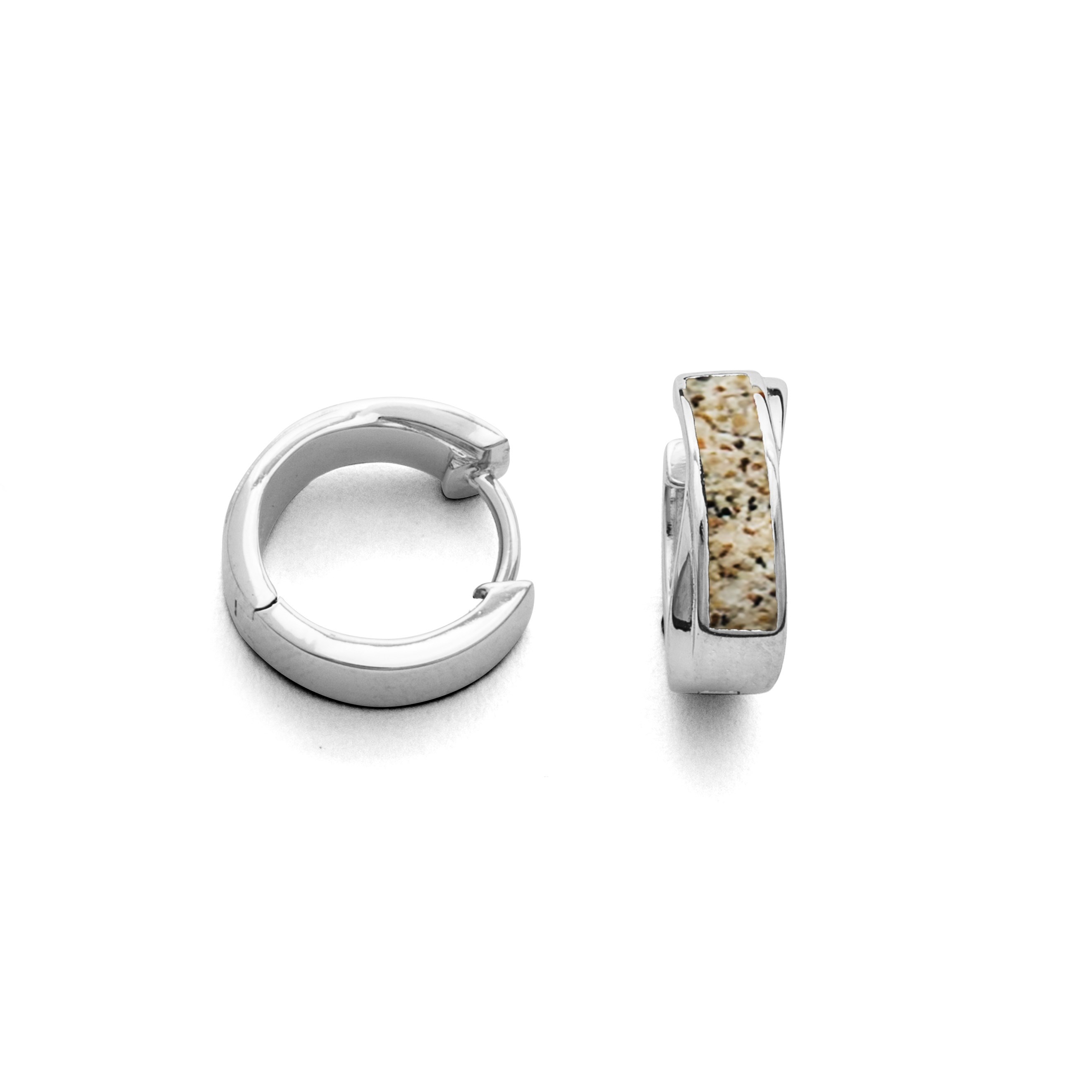 DUR Ohrringe O4888 „Sandcreole Saturn" Silber Strandsand 12 mm