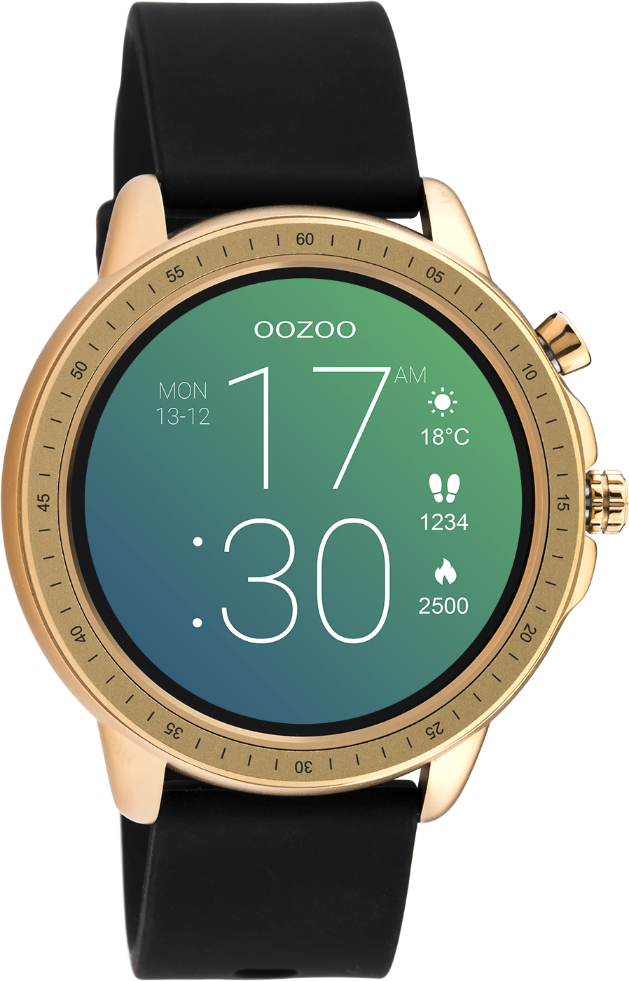 Oozoo Smartwatch Q00303 Armbanduhr Rosé Silikonband Schwarz 45 mm