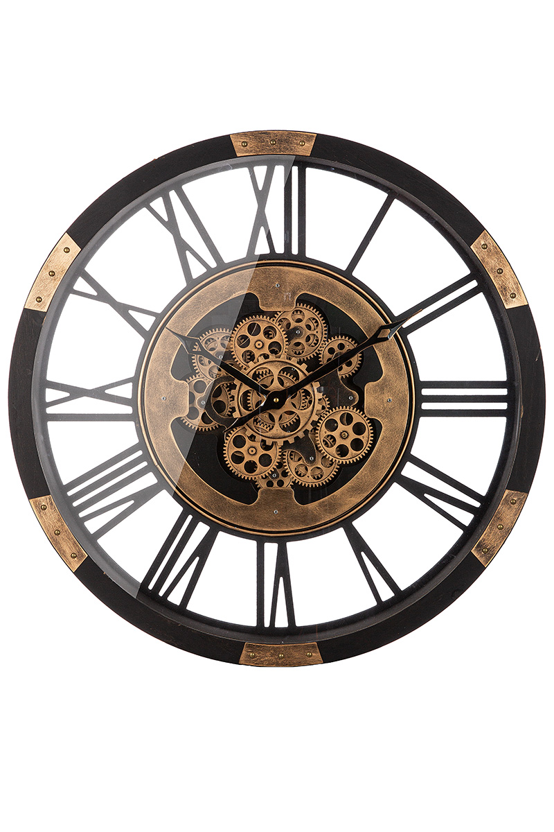 Gilde Wanduhr 52642 „Setoria“ – XXL Skelettuhr mit Zahnrädern Metall Ø 68 cm