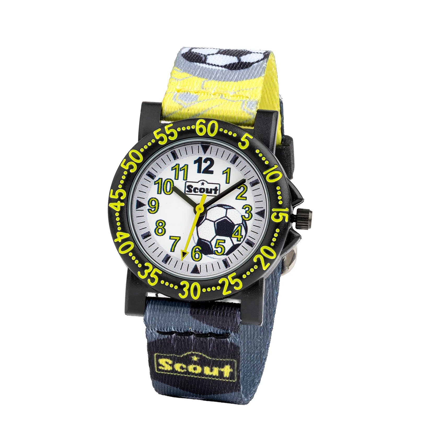 Scout Kinderuhr IT-Collection 164000214 Fußball – Lernuhr Kinder 32,5 mm, 5 Bar wasserdicht