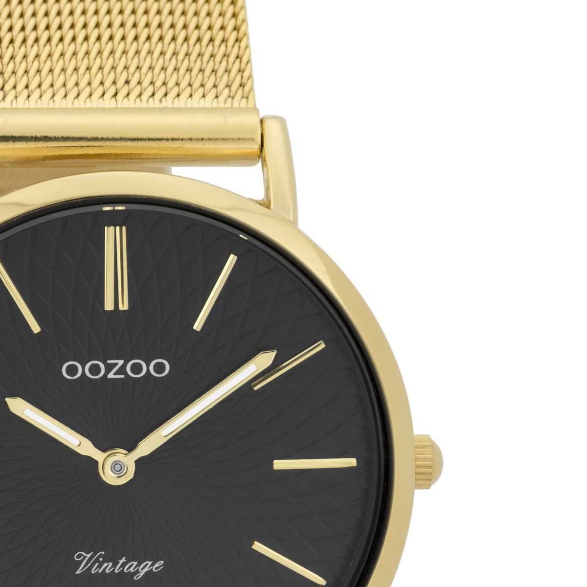 Oozoo Vintage Damenuhr C9349 - goldfarben/schwarz - Meshband - 32 mm - Zifferblatt