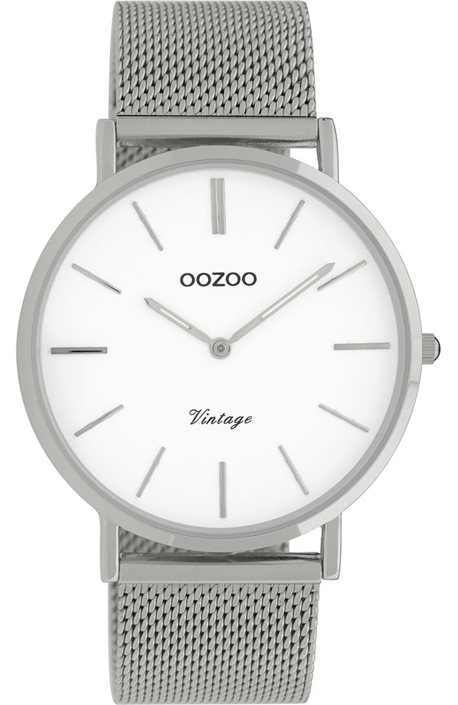 Oozoo Vintage Armbanduhr C9901 Weiss Milanaiseband 40 mm