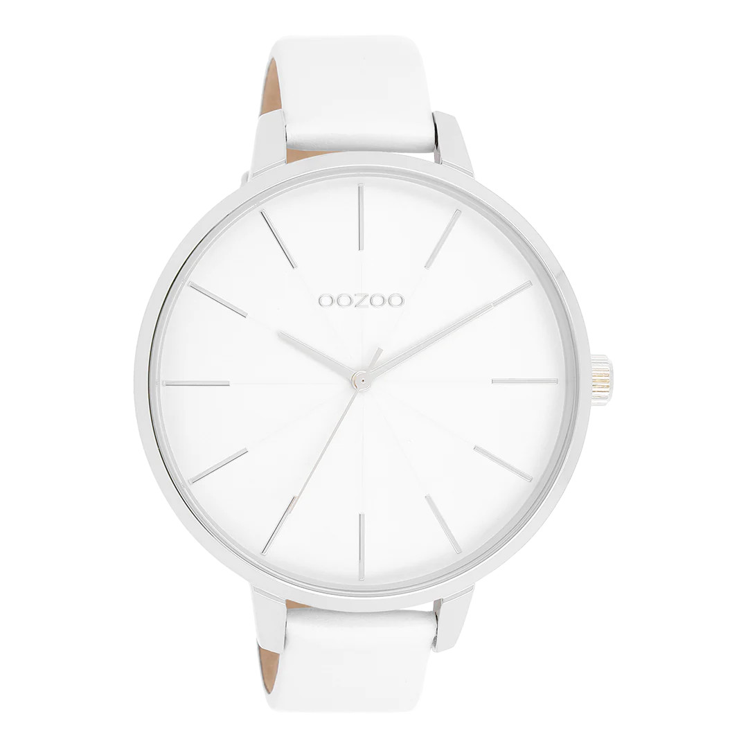 Oozoo XL Damenuhr C11345 Weiss Lederband 48 mm