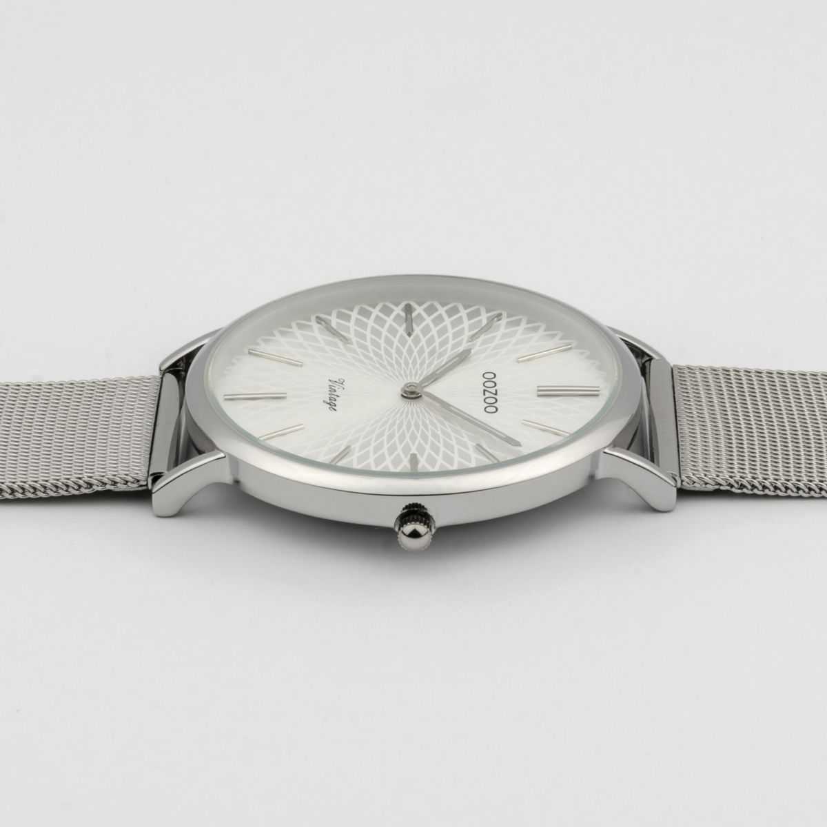 Oozoo Vintage Damenuhr C9340 - silberfarben - Meshband - 40 mm - Seitenansicht