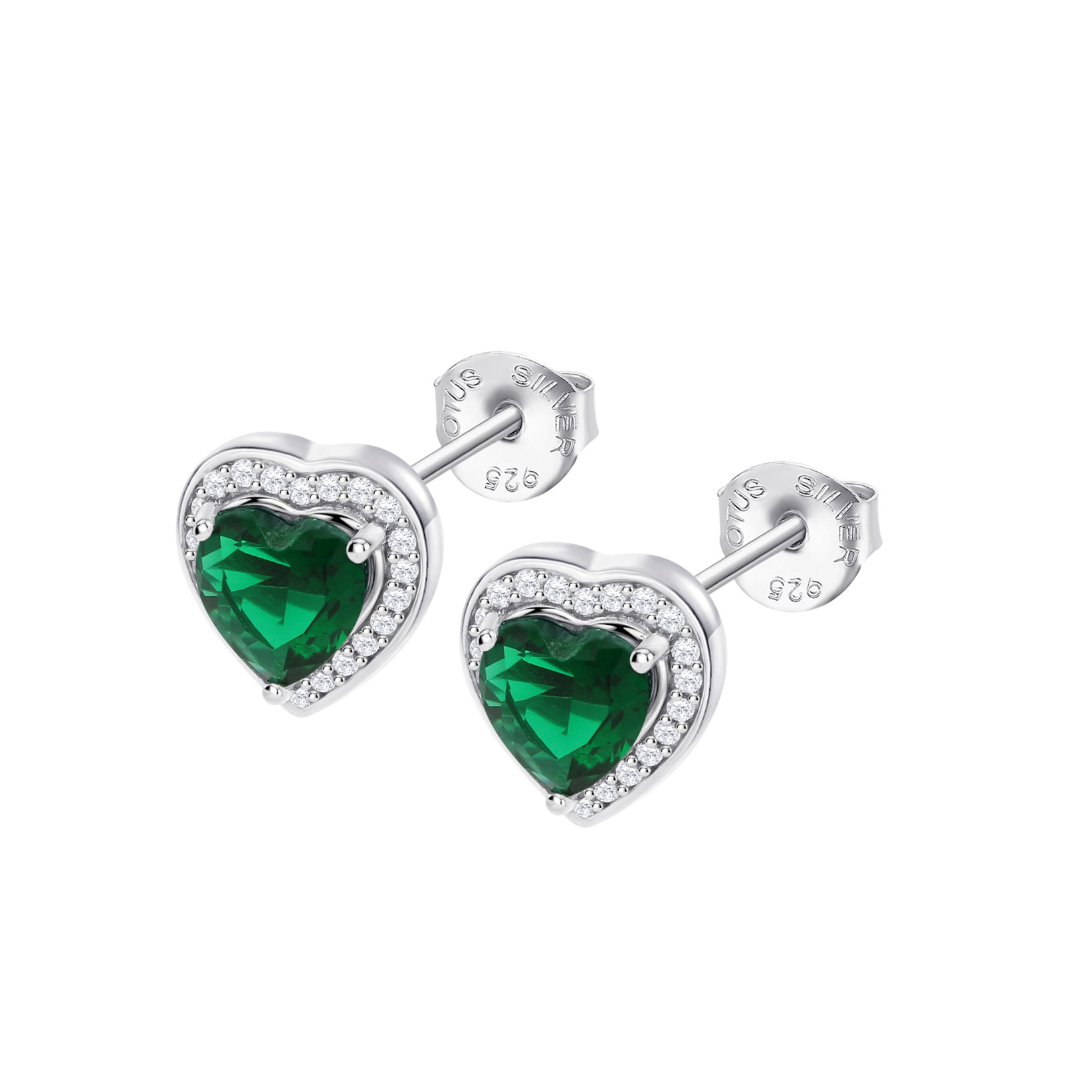 Lotus Silver Ohrstecker LP3784-4/4 Herz – 925 Silber Zirkonia grün Damen 10 mm