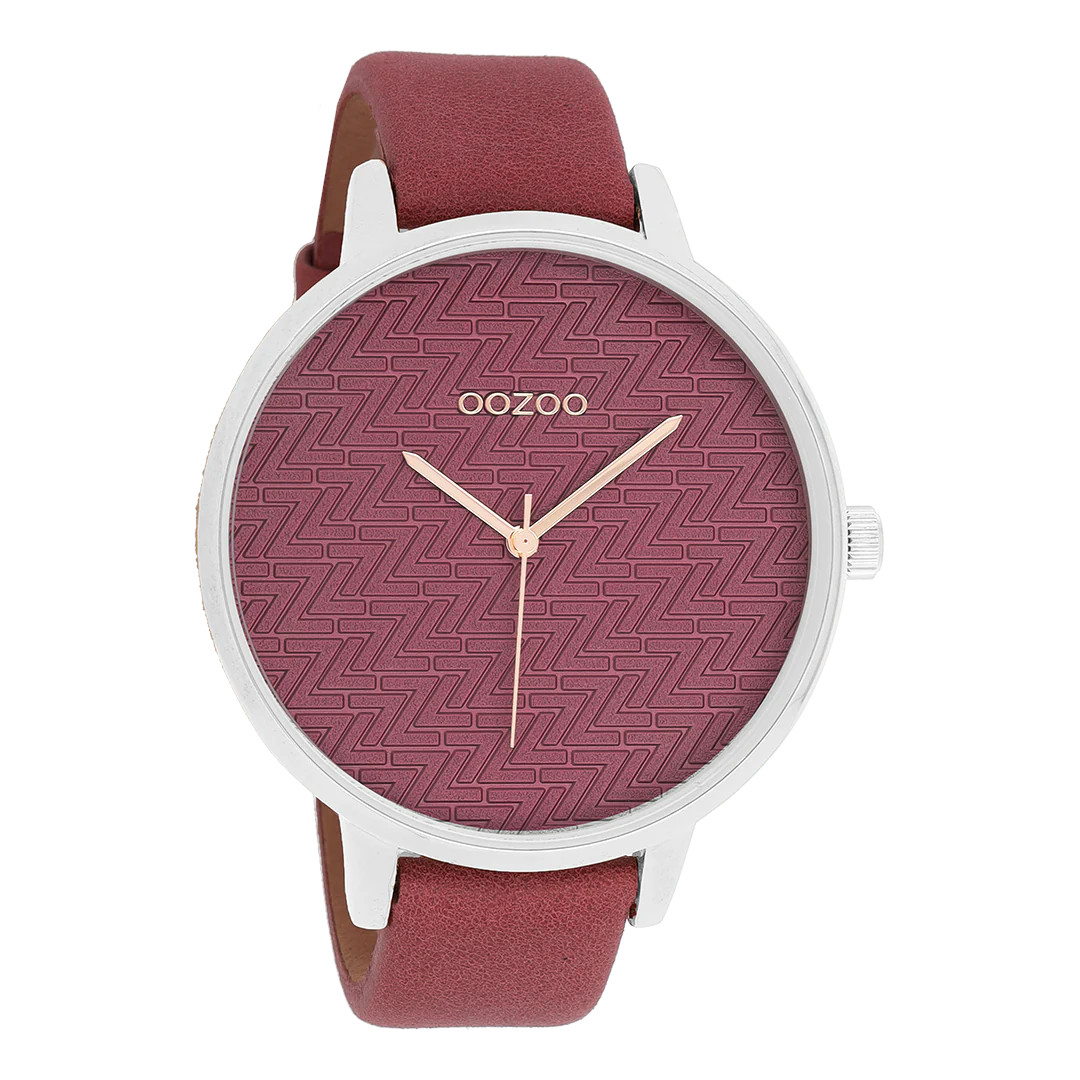 Oozoo Damenuhr C10408 Burgundrot Lederarmband 48 mm