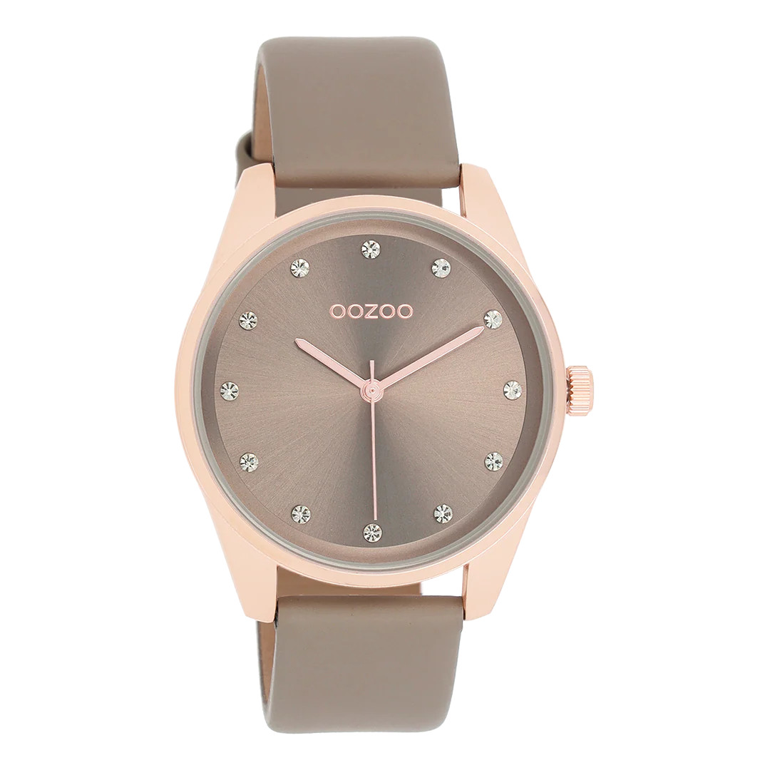 Oozoo Damenuhr C11047 IP-Rose Lederband Taupe 38 mm