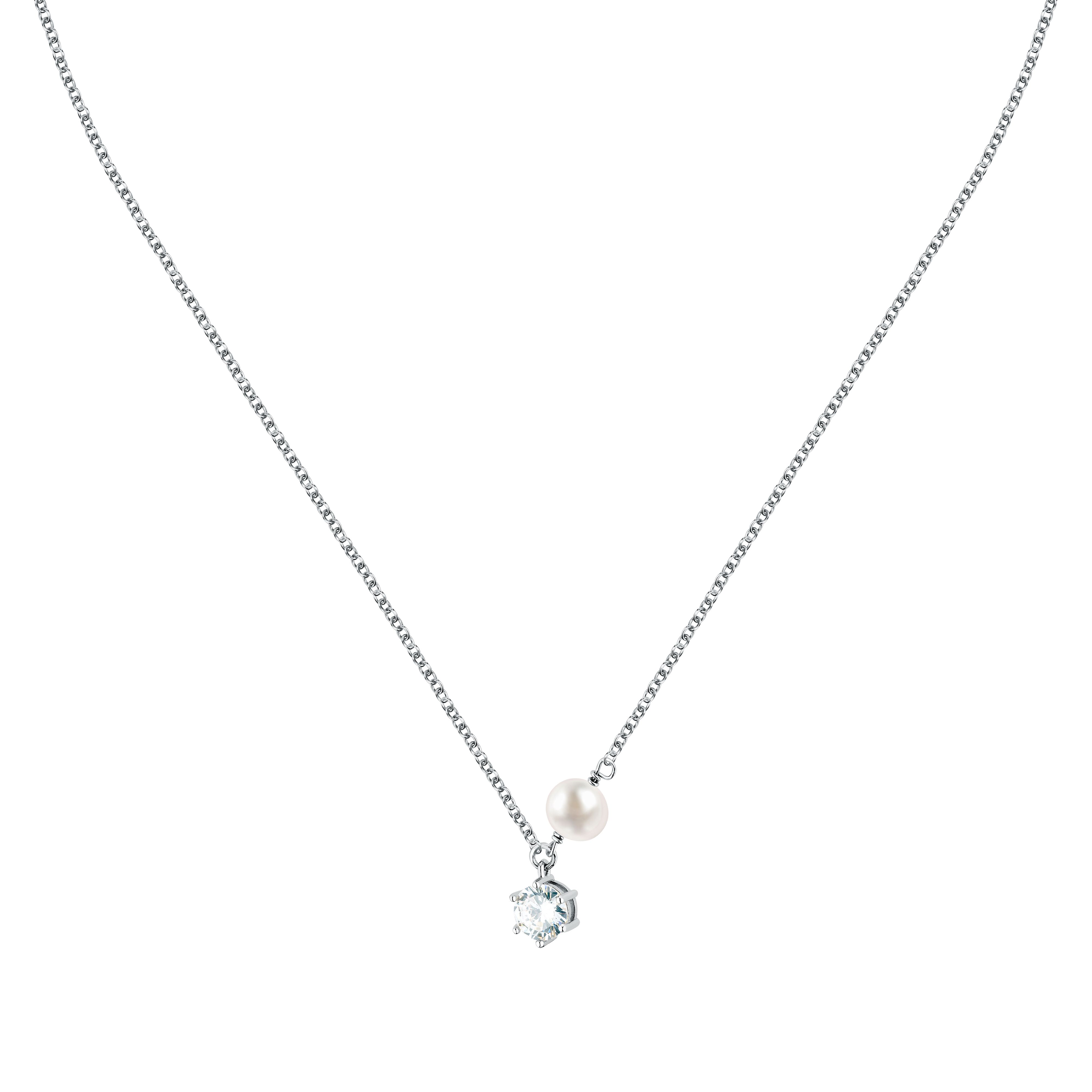 Morellato Perla Halskette SXU54 – 925 Silber mit Zuchtperle & Zirkonia 45 cm