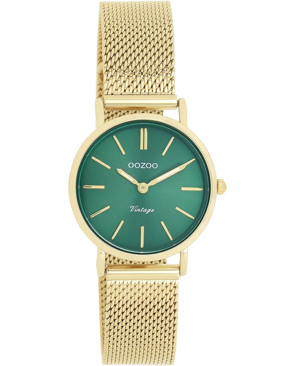 Oozoo Vintage Damenuhr C20297 Grün Milanaiseband Goldfarben 28 mm