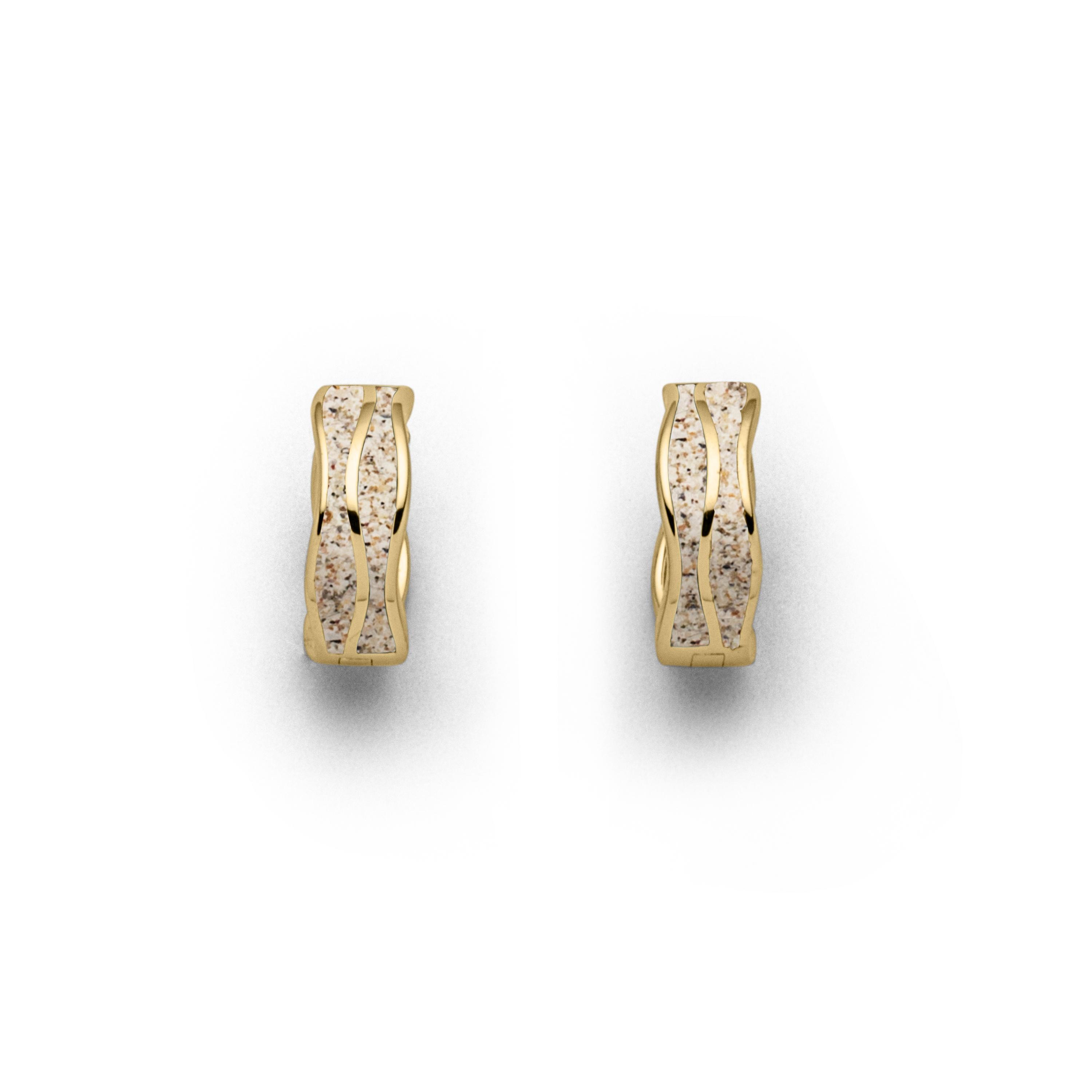 DUR Ohrringe Creolen O5342 „Strandwellen" Vergoldet Strandsand 5,5x15 mm