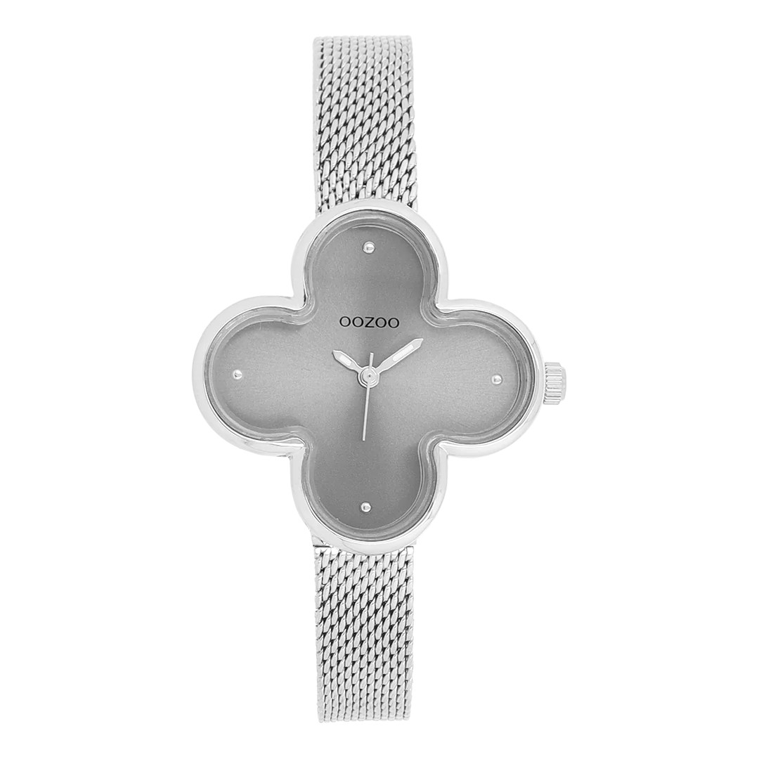 Oozoo Damenuhr C11526 Kleeblattform Silbern Milanaiseband 32 mm