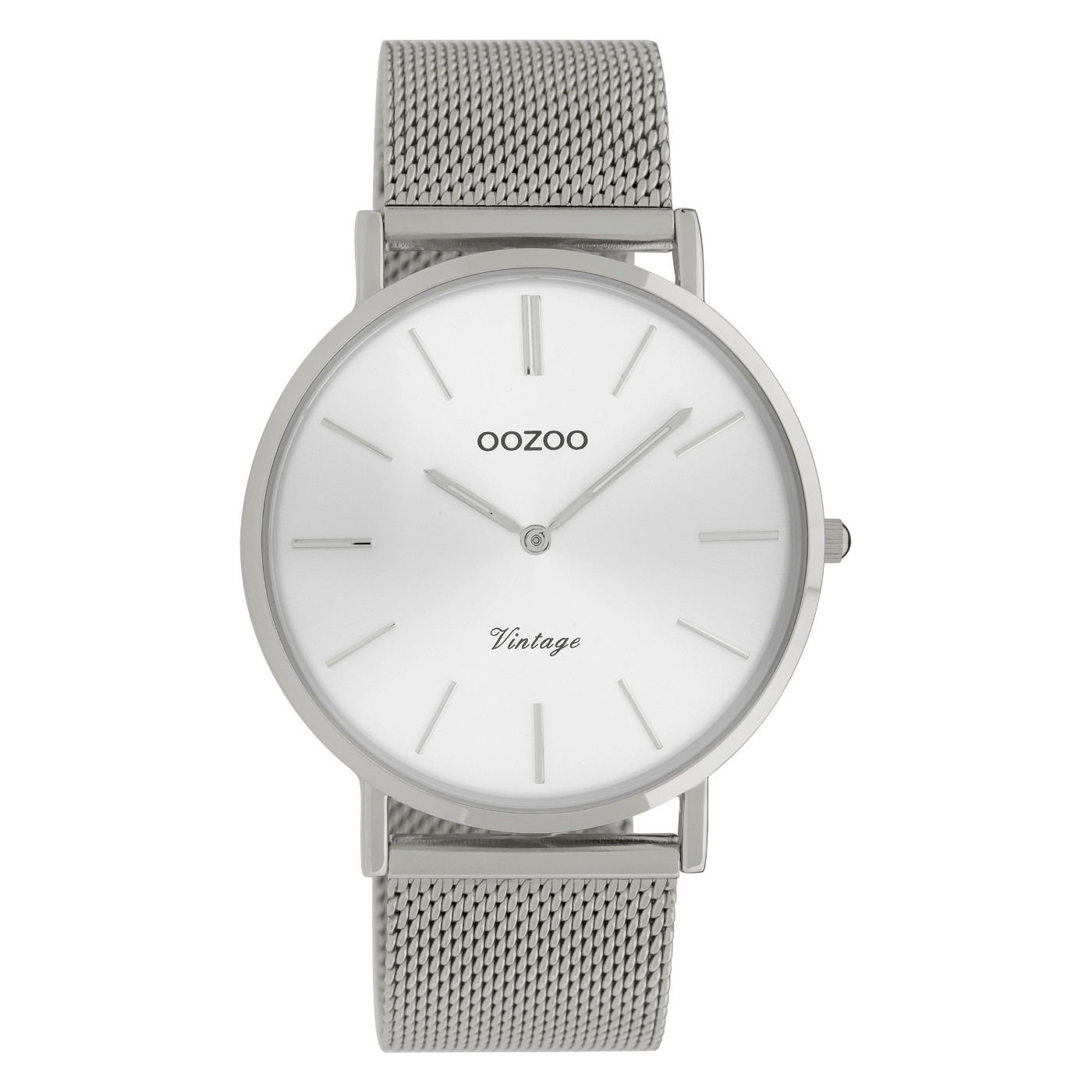 Oozoo Vintage Damenuhr C9905 Silberfarben Milanaiseband 40 mm
