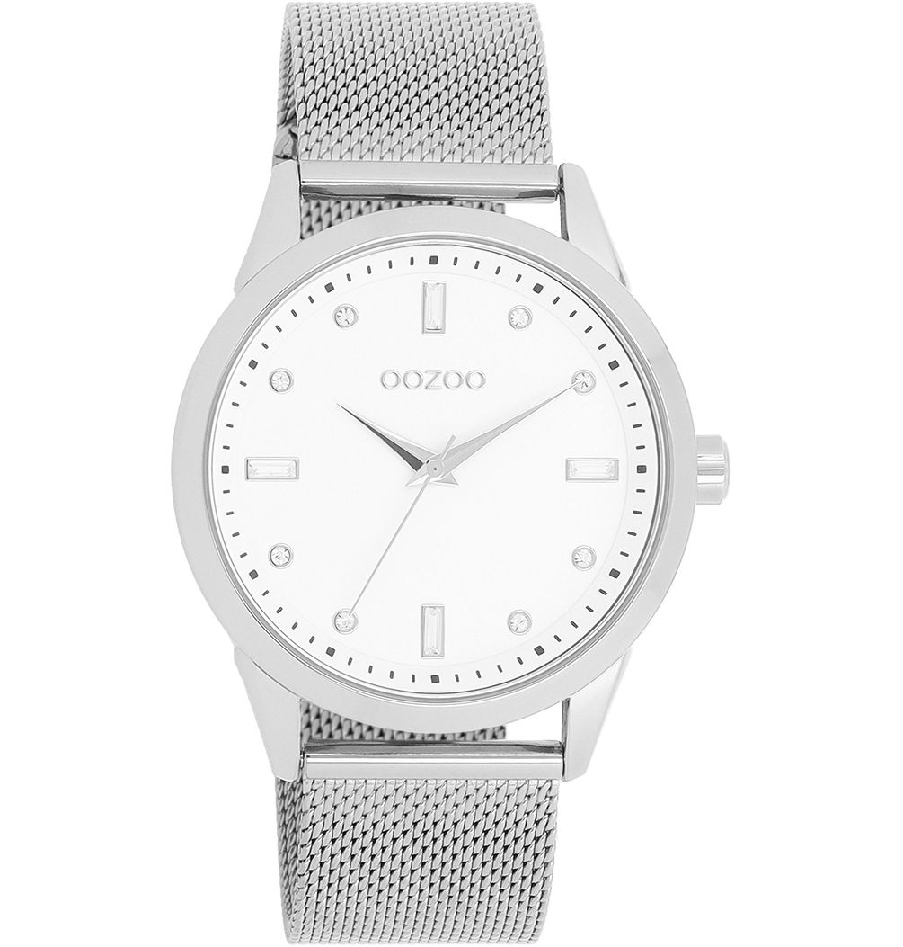 Oozoo Damenuhr C11280 Weiss Zirkonia Meshband 40 mm
