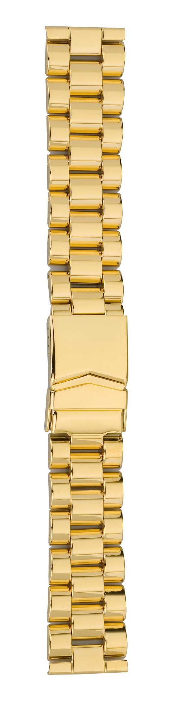 Eichmüller Edelstahl Uhrenband 18,20,22 oder 24 mm vergoldet/glänzend Sicherheits-Faltschliesse