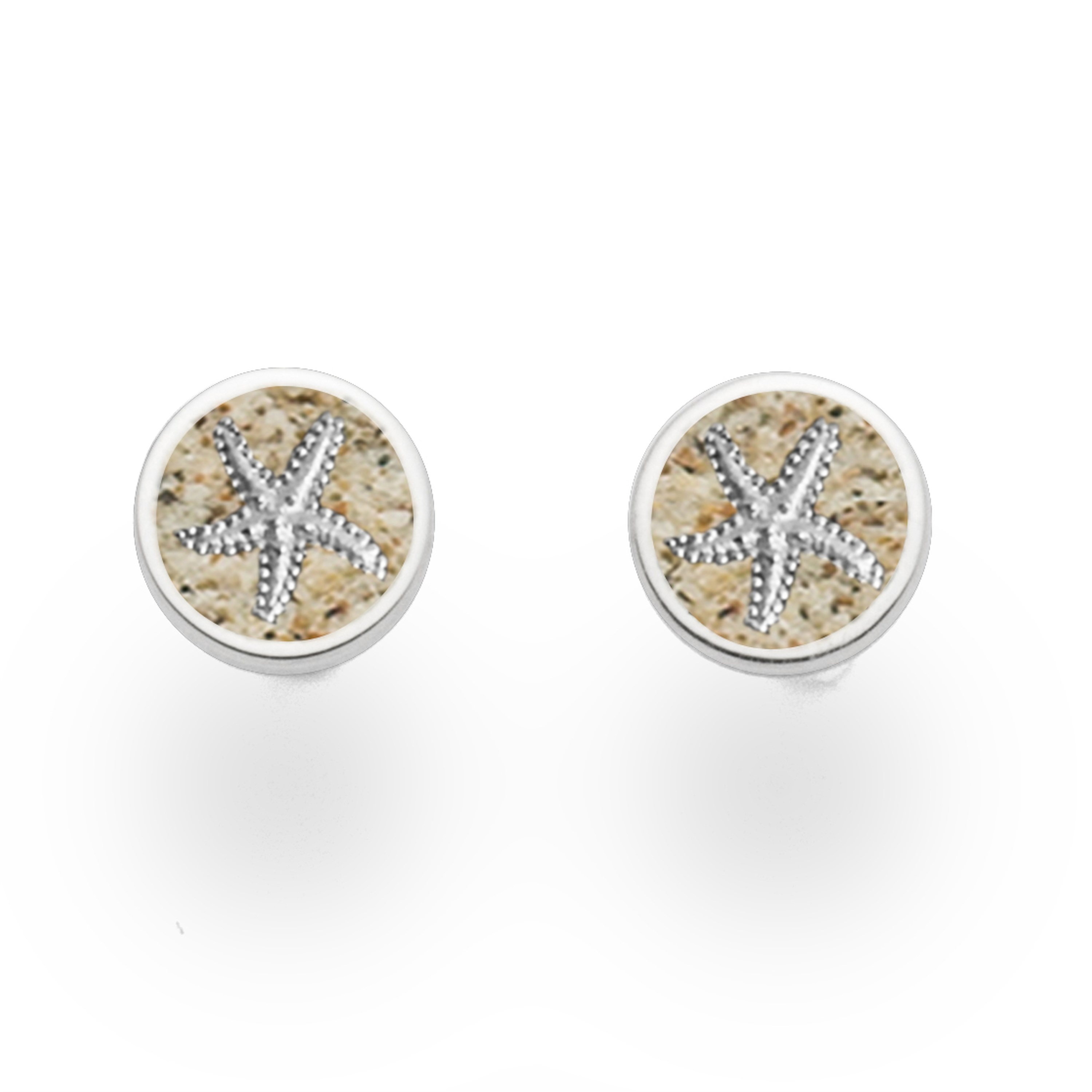 DUR Ohrringe Ohrstecker O5190 „Seestern 2.0" Silber Strandsand 8 mm