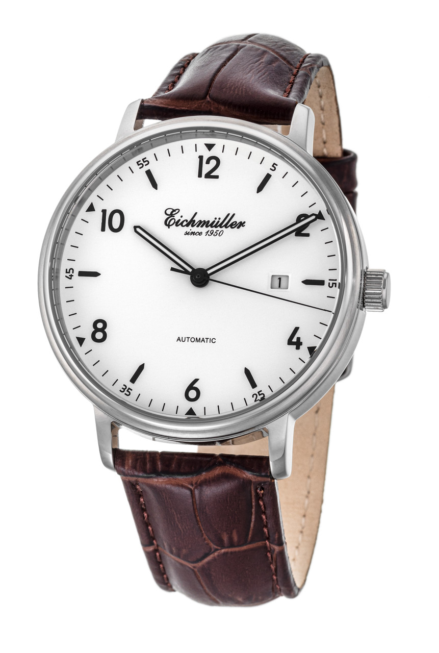 Eichmüller RE7031 Automatikuhr Weiss Lederband Braun 42 mm