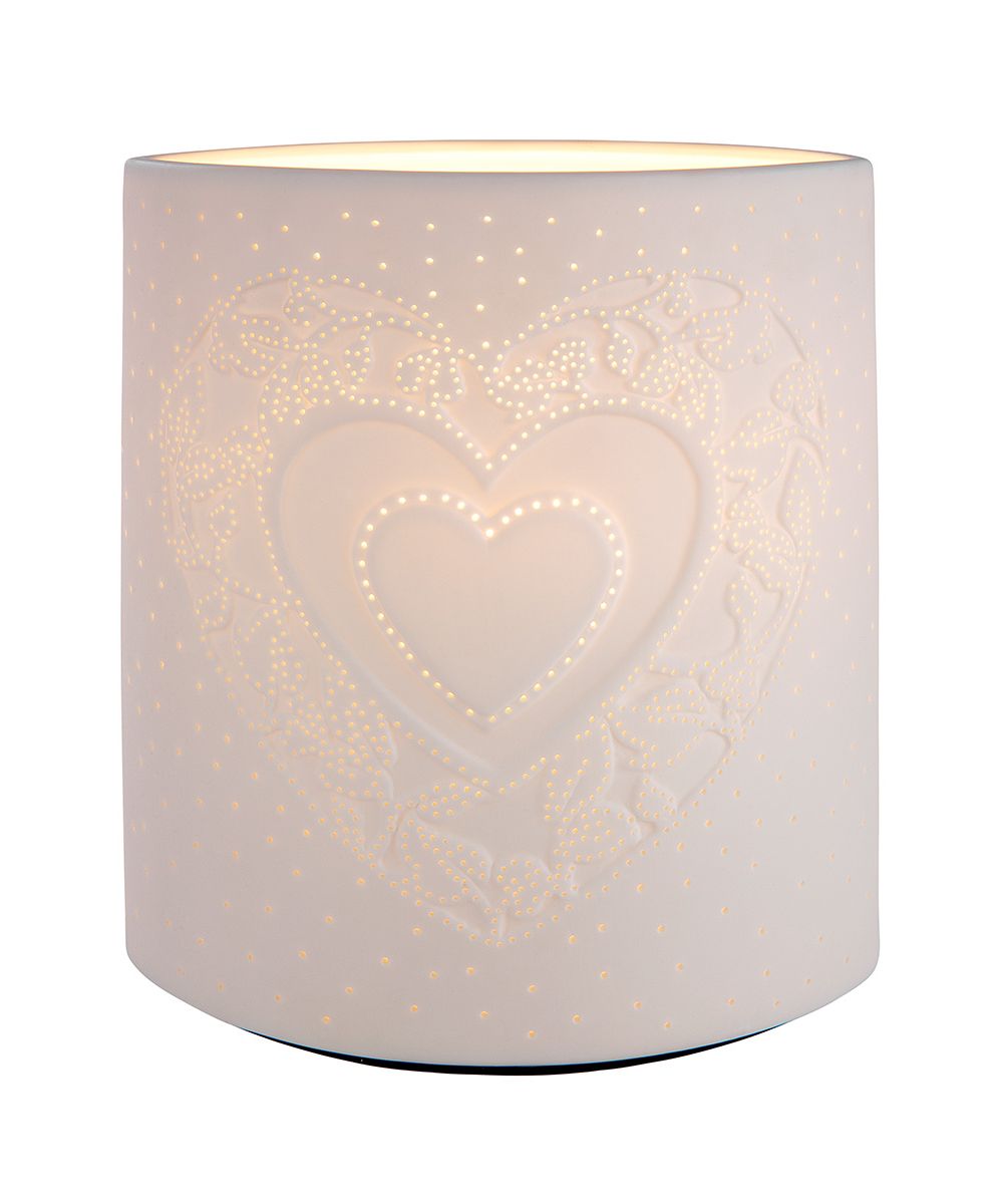 Gilde Tischleuchte "Herzmotiv" 32288 Porzellan Weiss