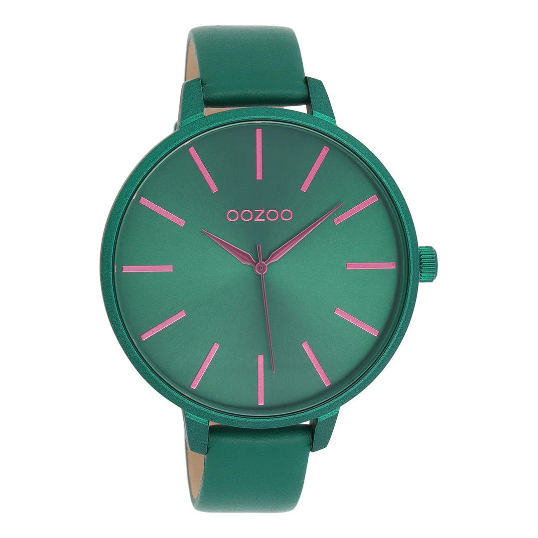 Oozoo XL Damenuhr C11440 Grün Lederband 48 mm