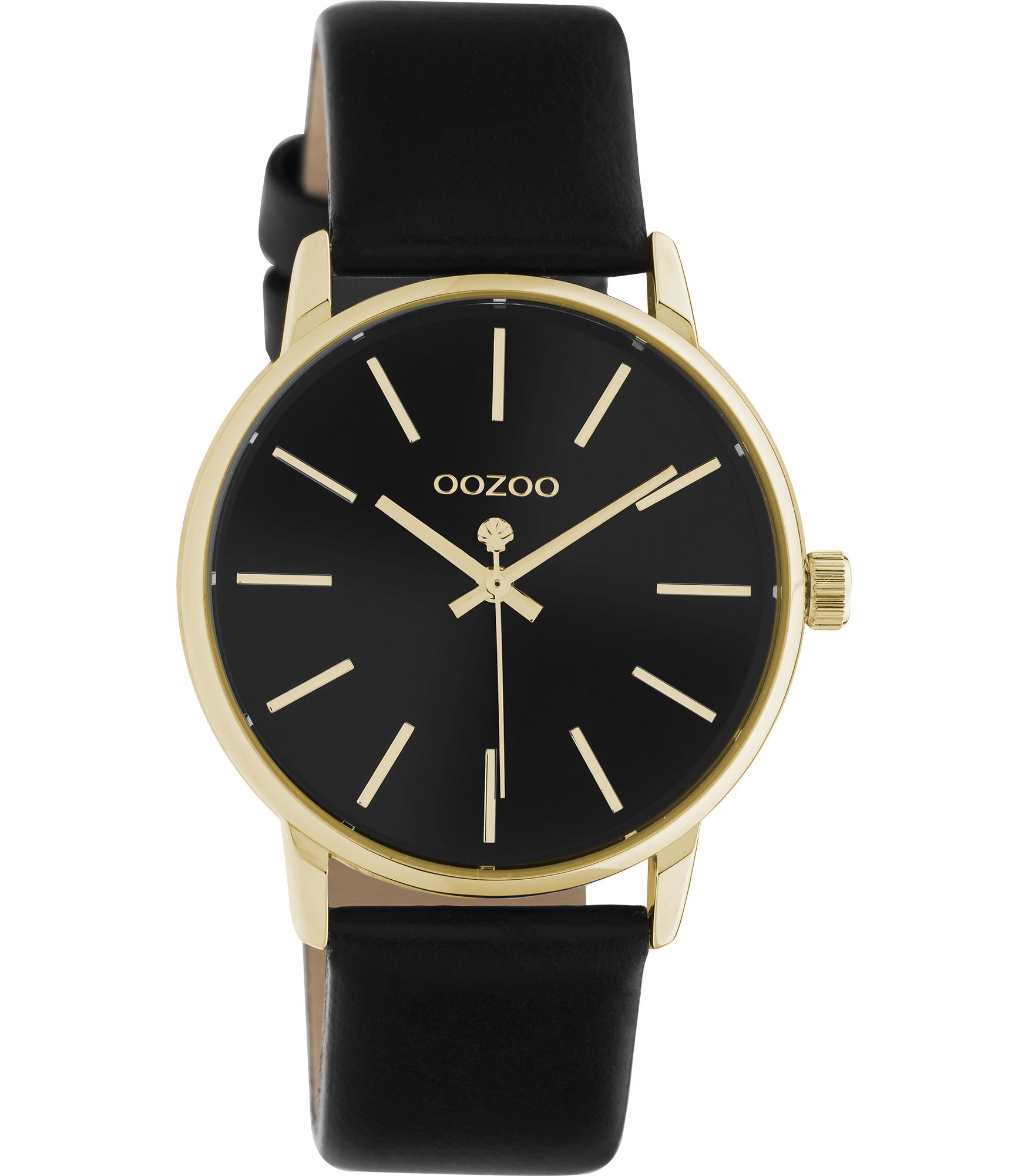 Oozoo Damenuhr C10840 Goldfarben Lederband Schwarz 36 mm