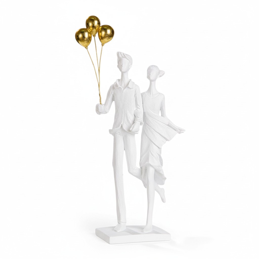 Gilde Dekoobjekt Skulptur Paar mit Ballons 55555 Poly 17x31 cm