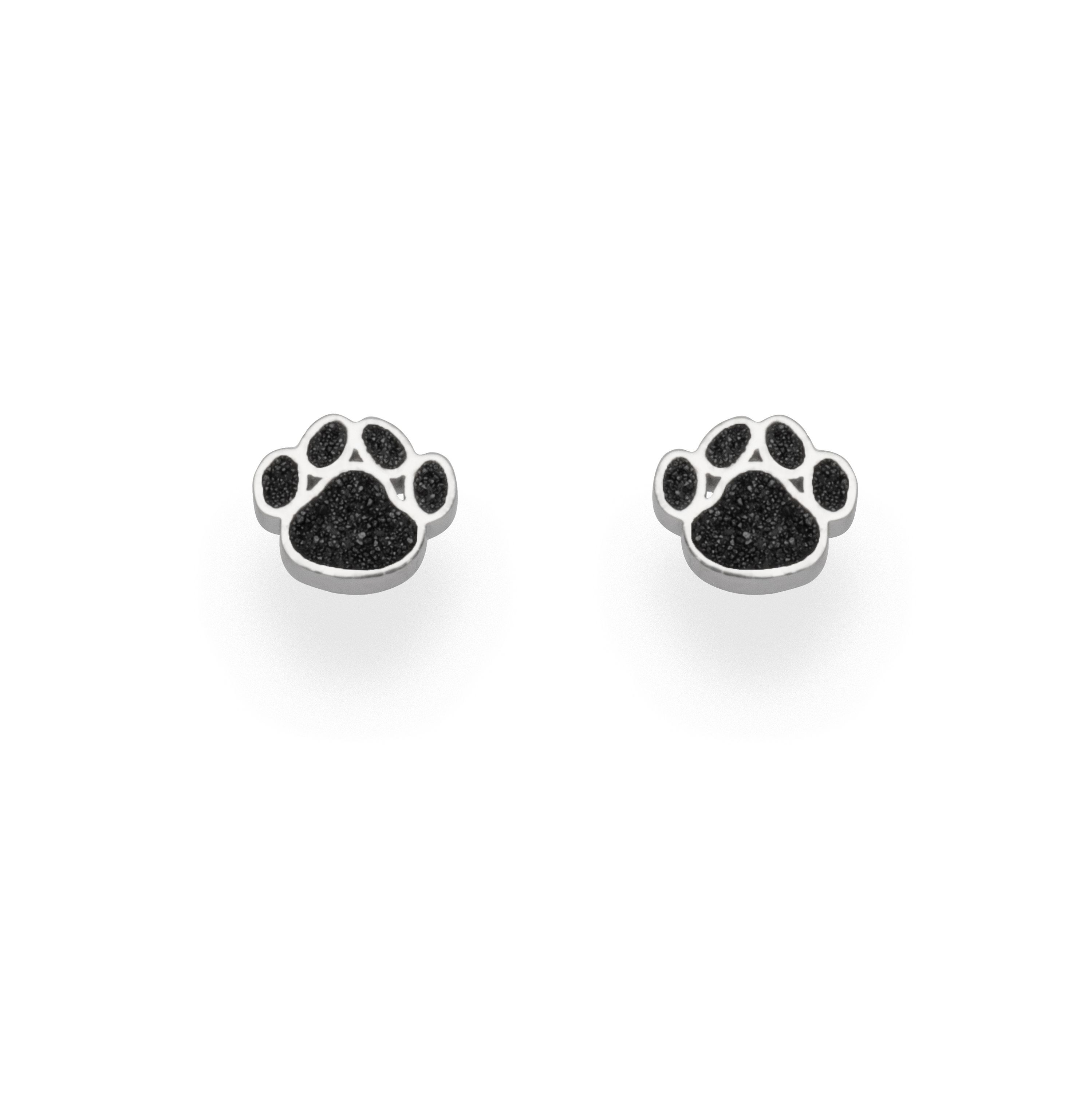 DUR Ohrringe Ohrstecker O5239 „Pfote" Silber Lavasand 9x9,4 mm
