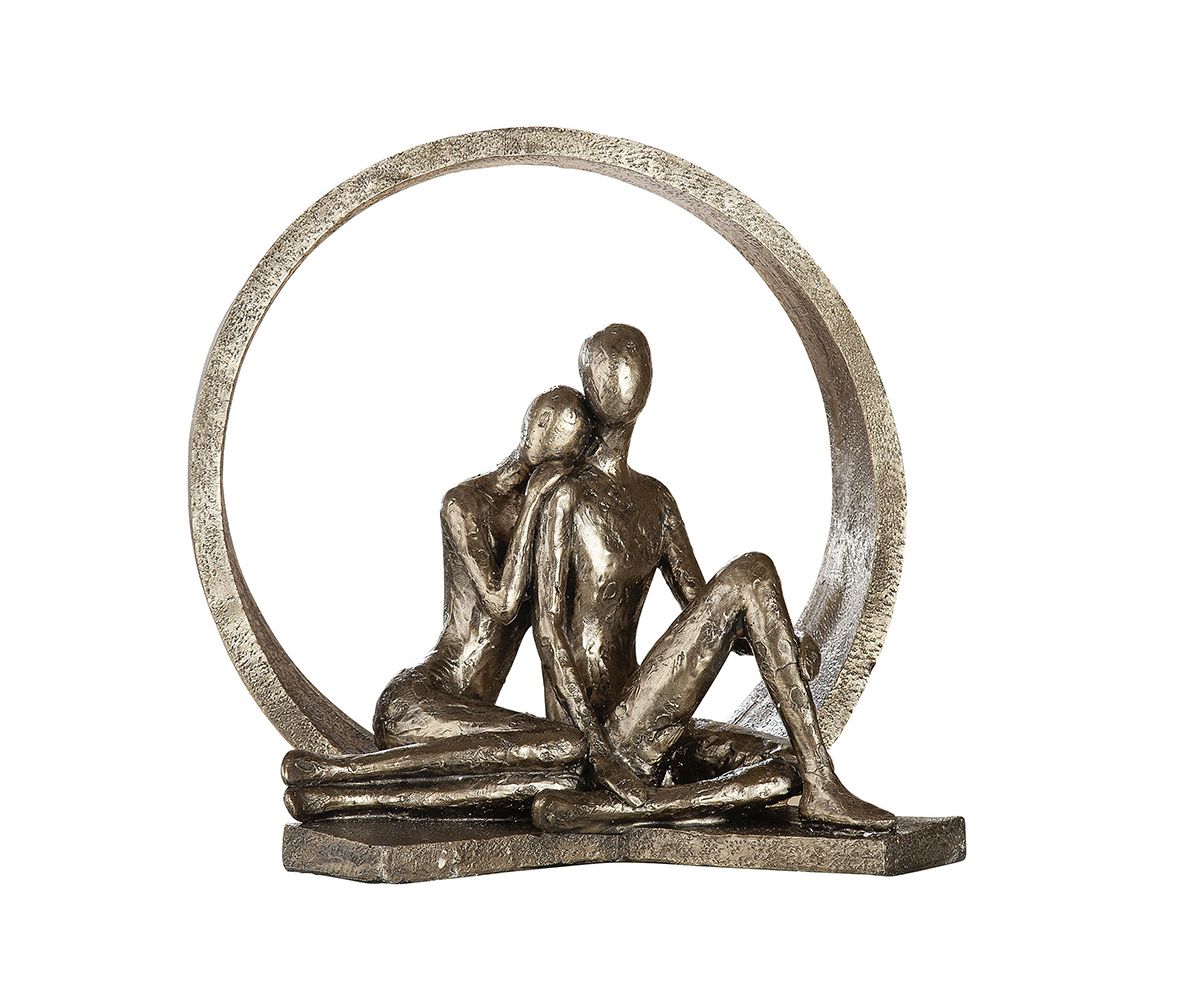 Gilde Dekoobjekt 36819 Paar "Vertrautheit" Kunstharz Bronzefarben - 33x30 cm