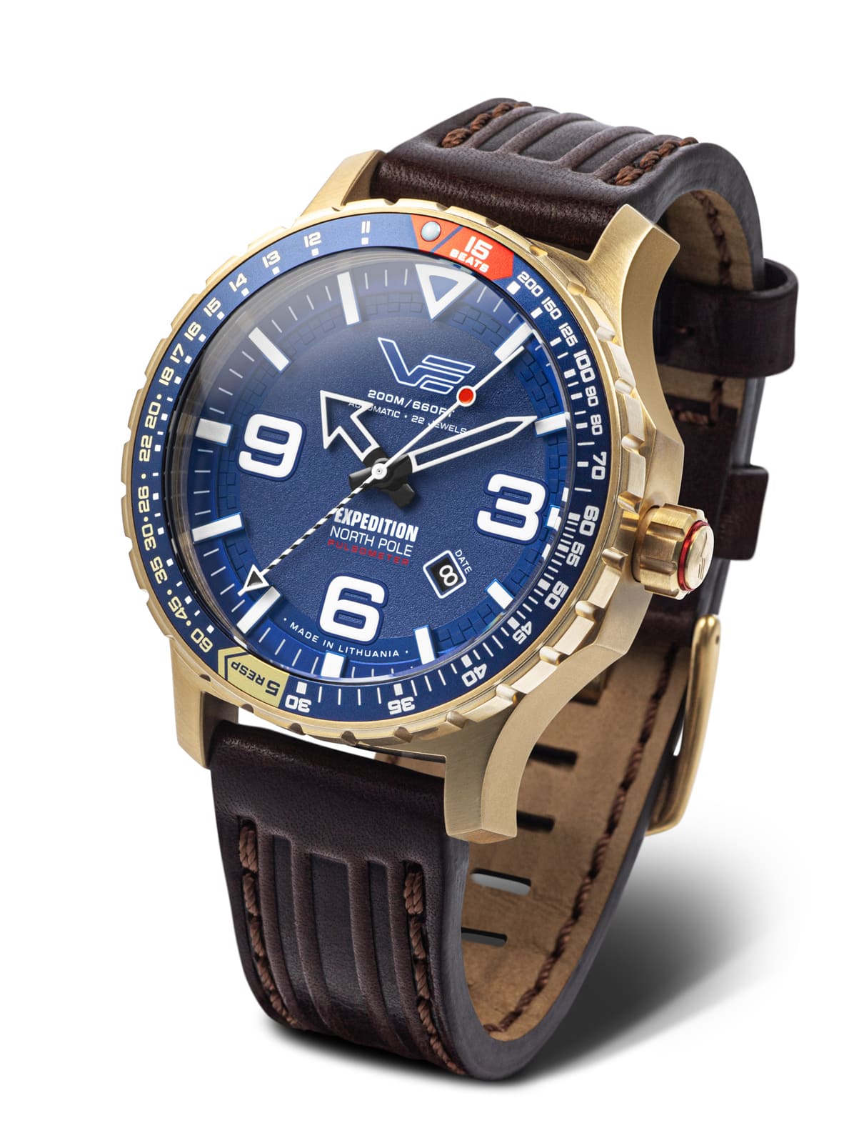 Vostok Europe Expedition North Pole Automatikuhr 597B730-LSB – 47 mm, 20 ATM, Leder & Silikonband